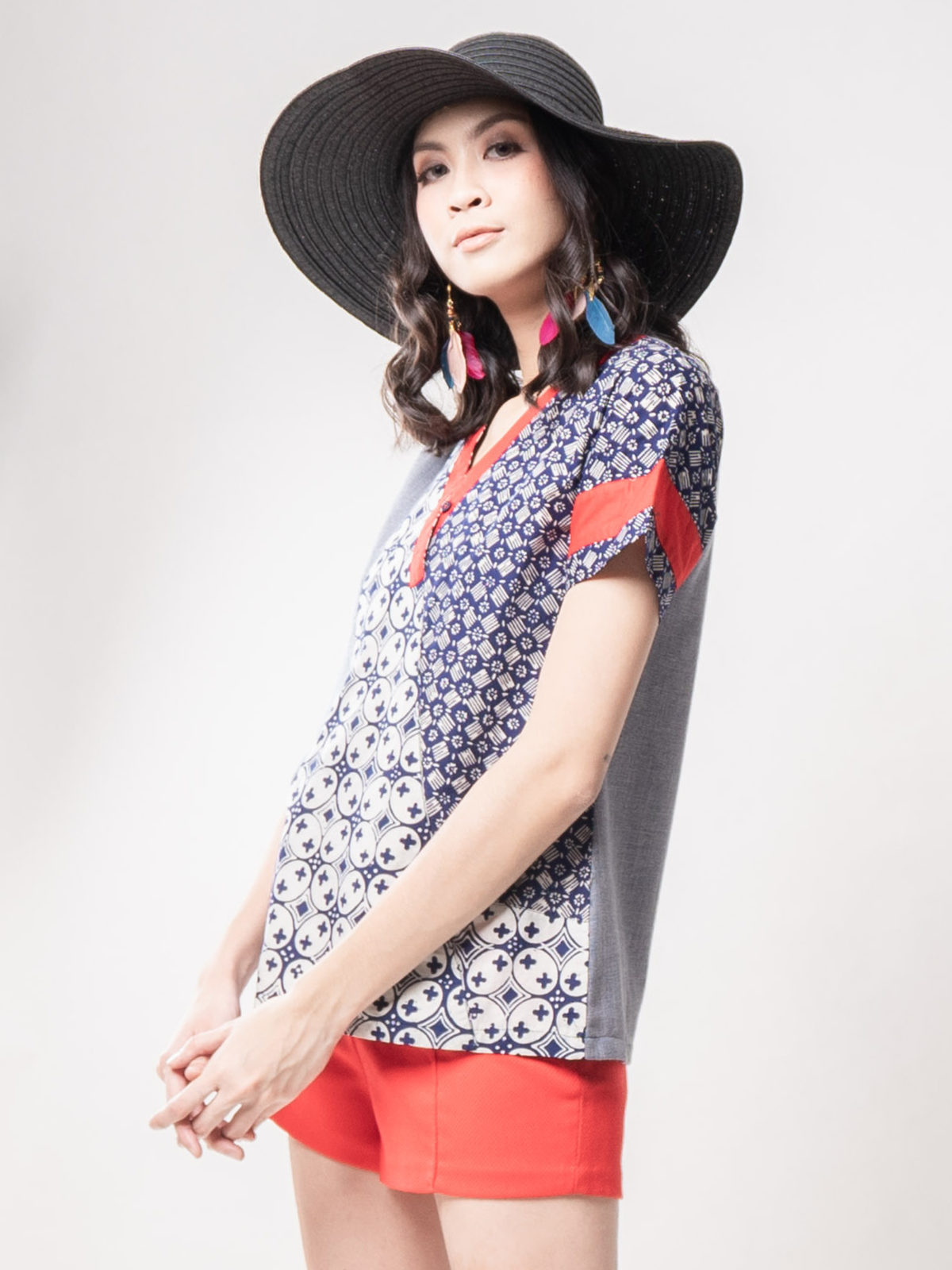 Sierra Blouse Navy Red - Image 3