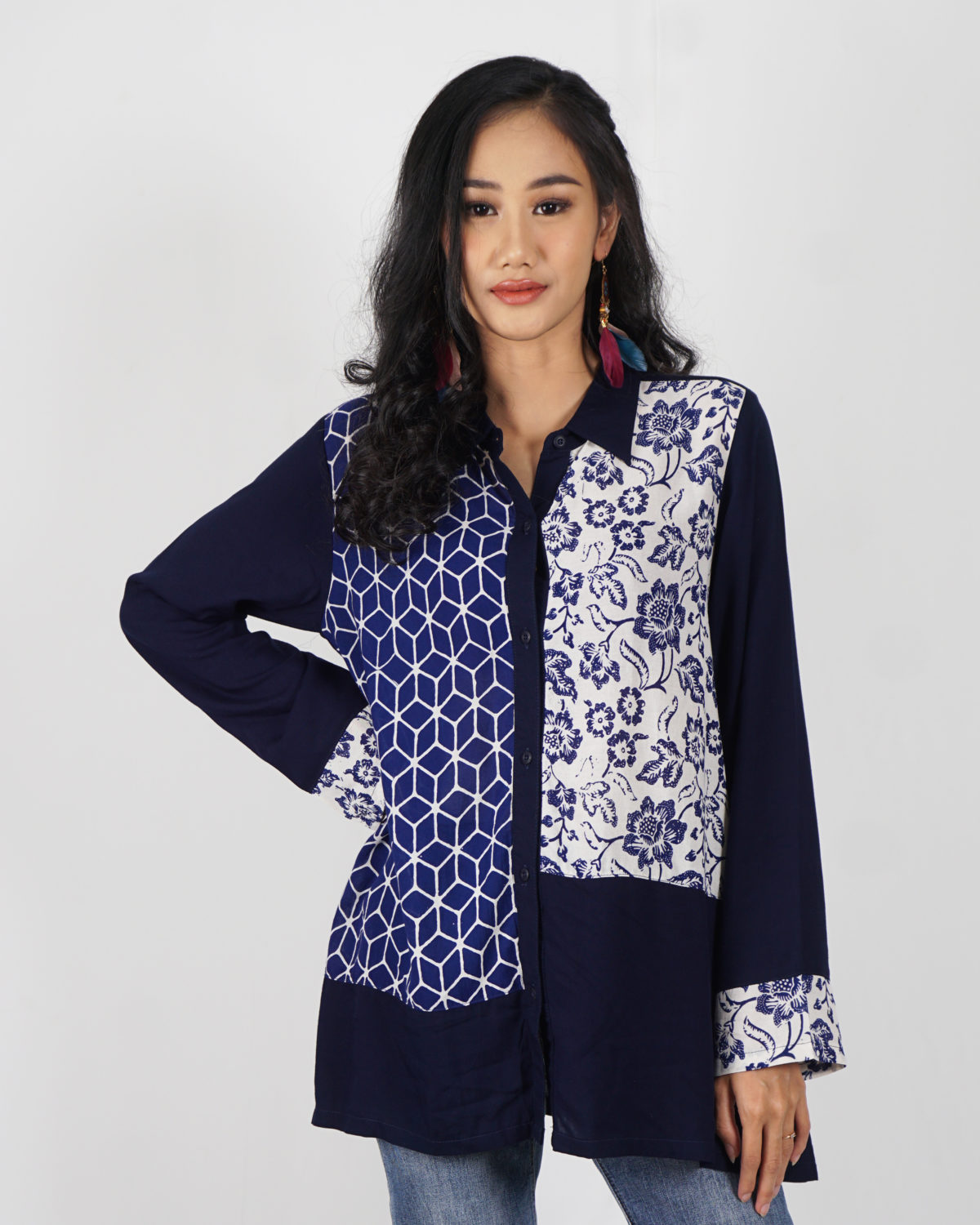 Raina Shirt Navy Cream