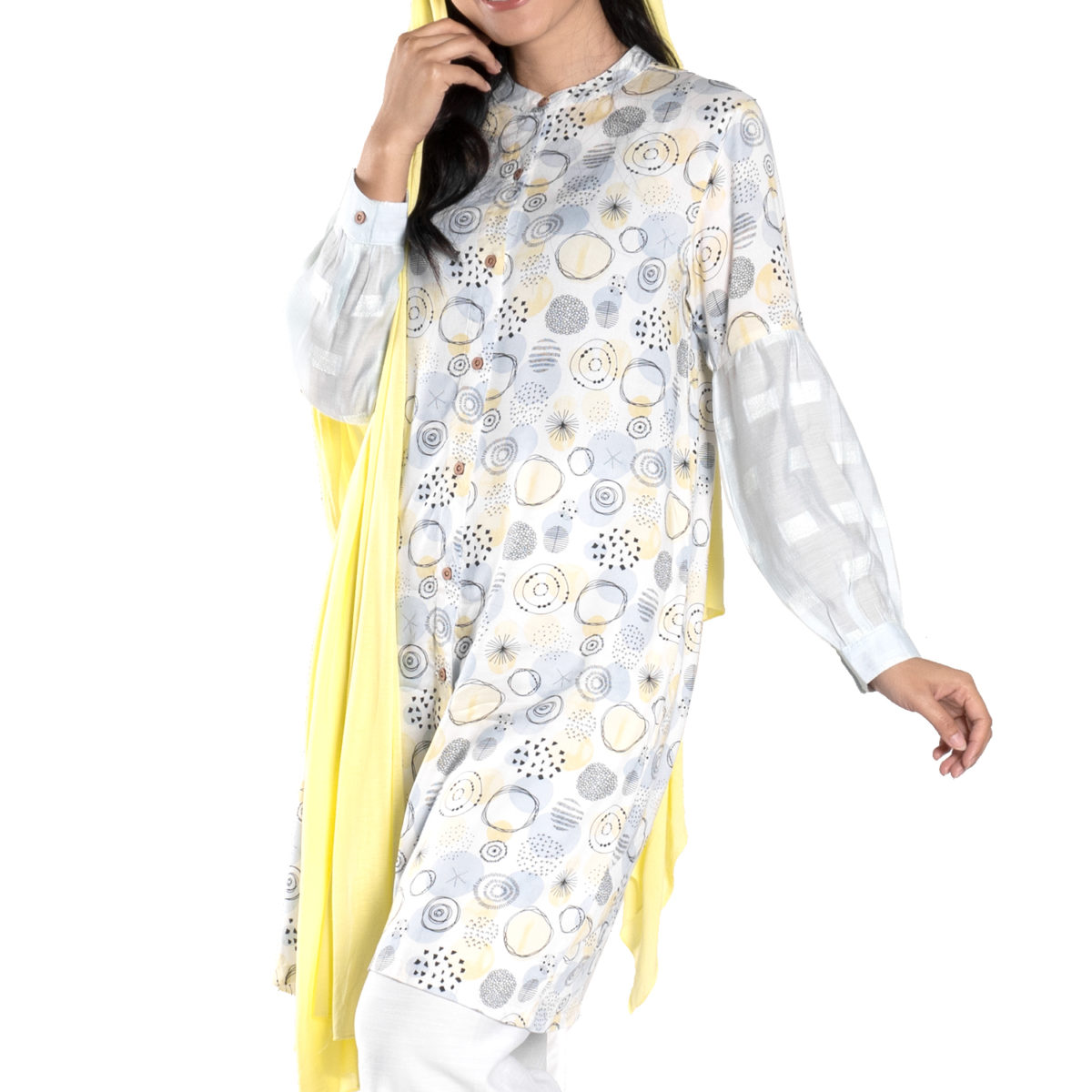 Aliyah Tunic Grey Yellow - Image 2