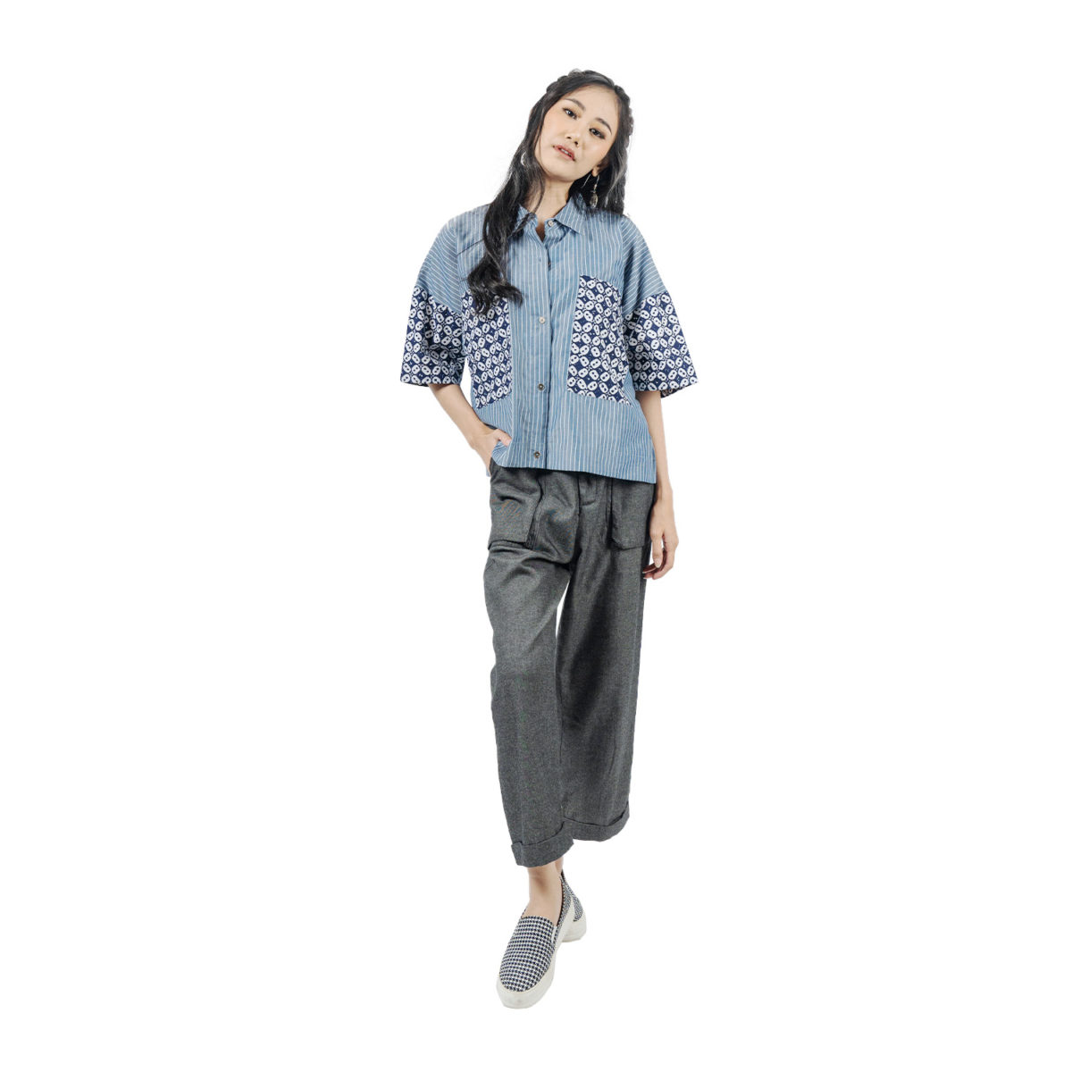Dixie Blouse Stripe Blue - Image 4