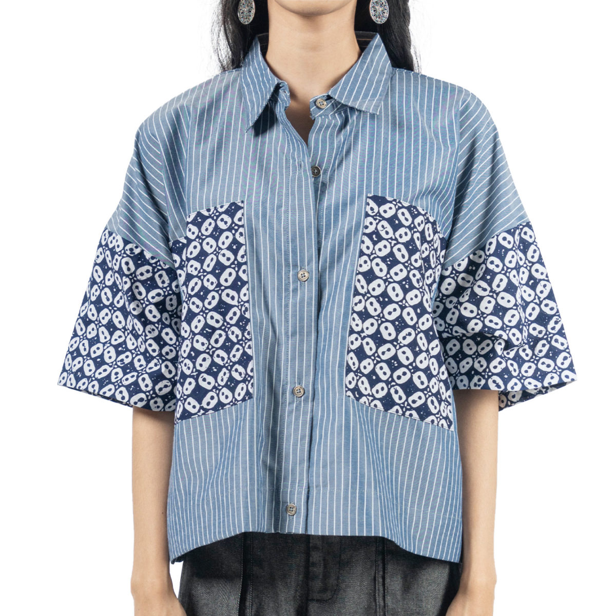 Dixie Blouse Stripe Blue - Image 2