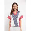 Rosalind Blouse White Navy Red