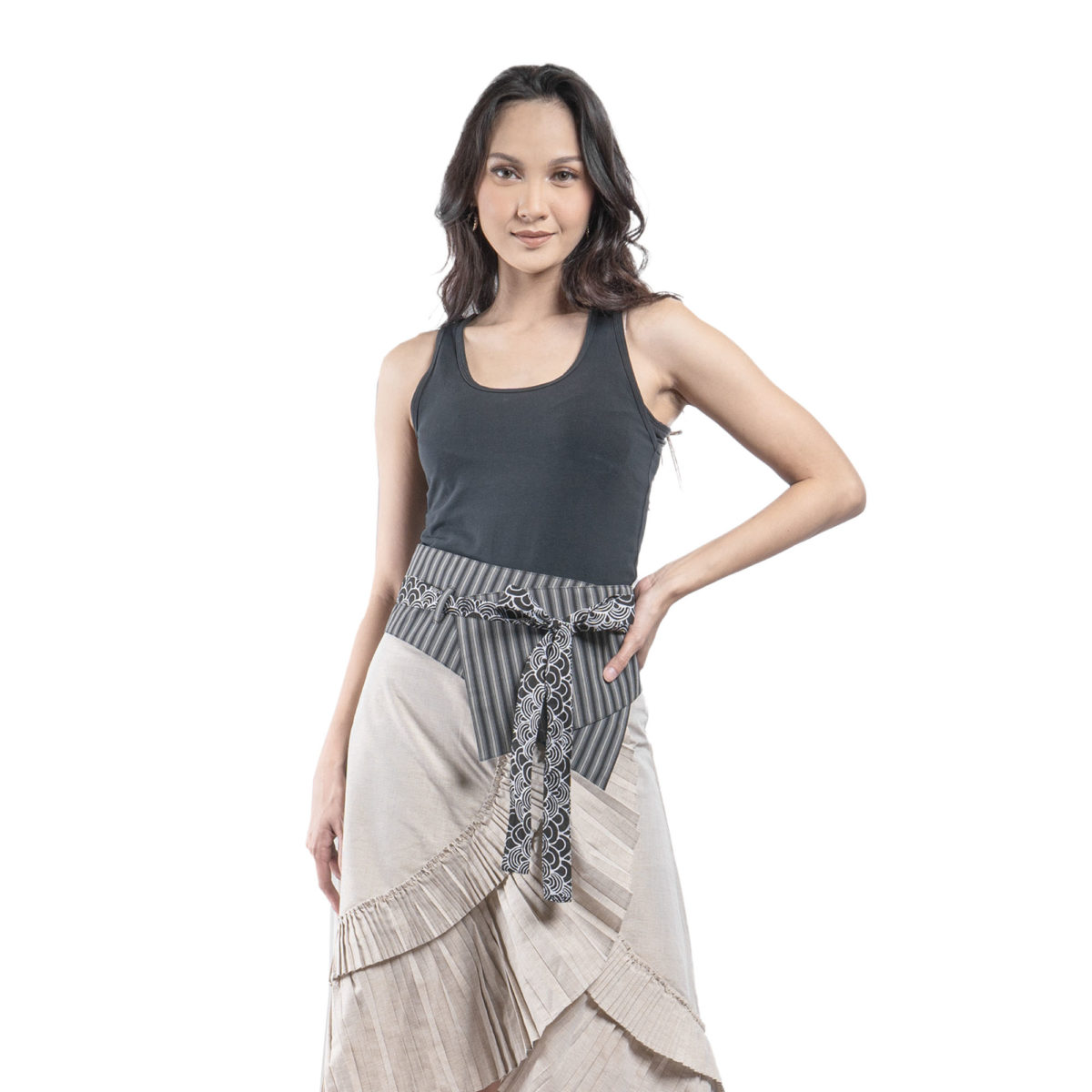 Obi Belt Stripe Black Grey