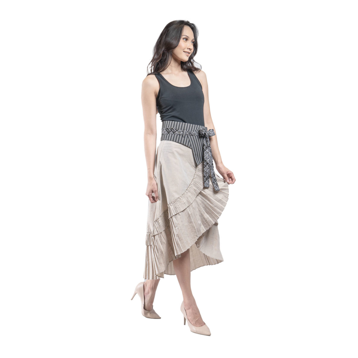 Obi Belt Stripe Black Grey - Image 3