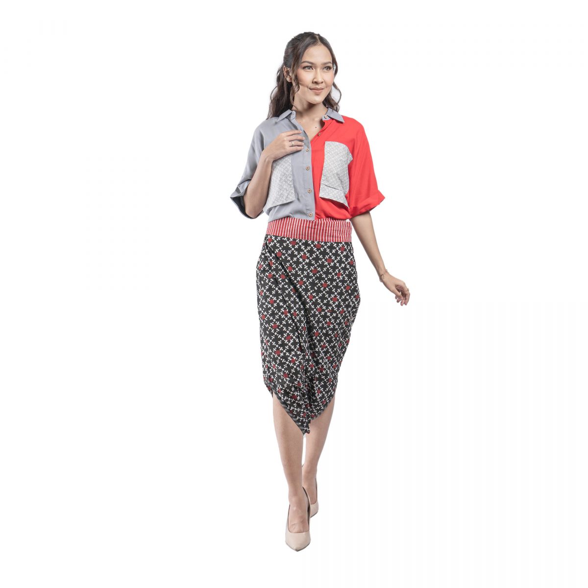 Lulu Shirt Red Grey - Image 2