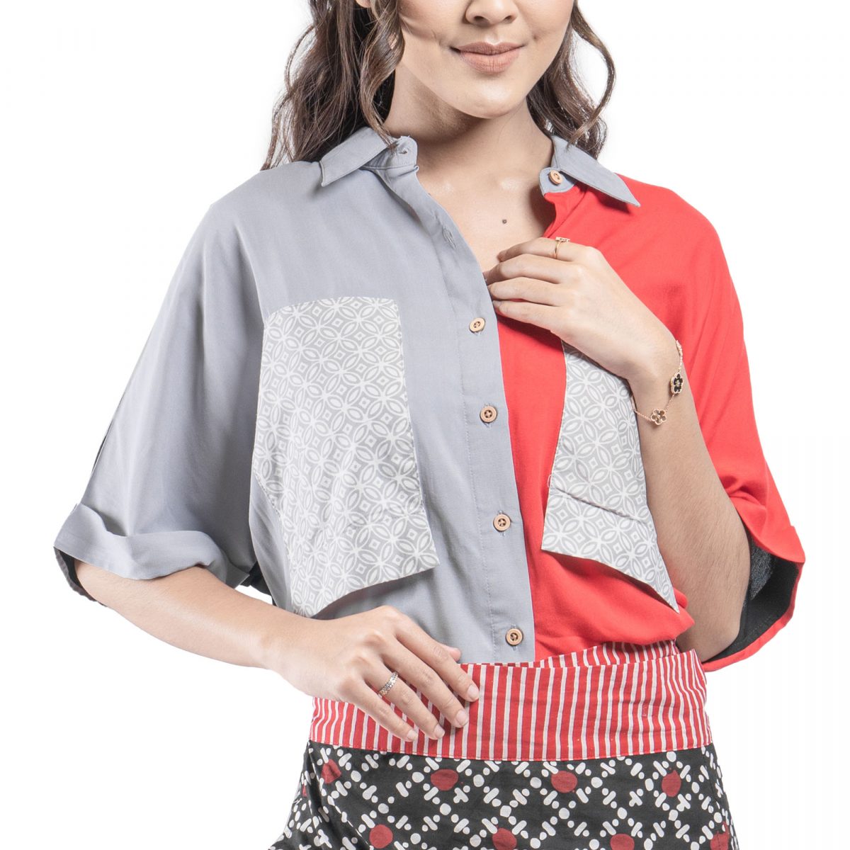 Lulu Shirt Red Grey - Image 6