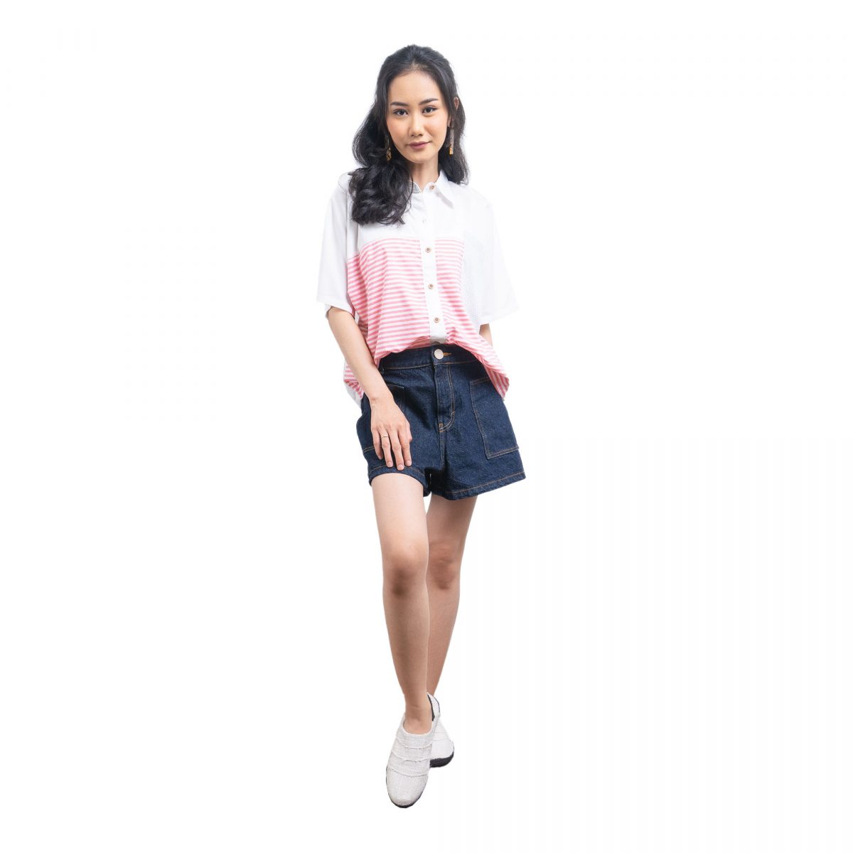 Verawati Shirt Pink Grey - Image 3