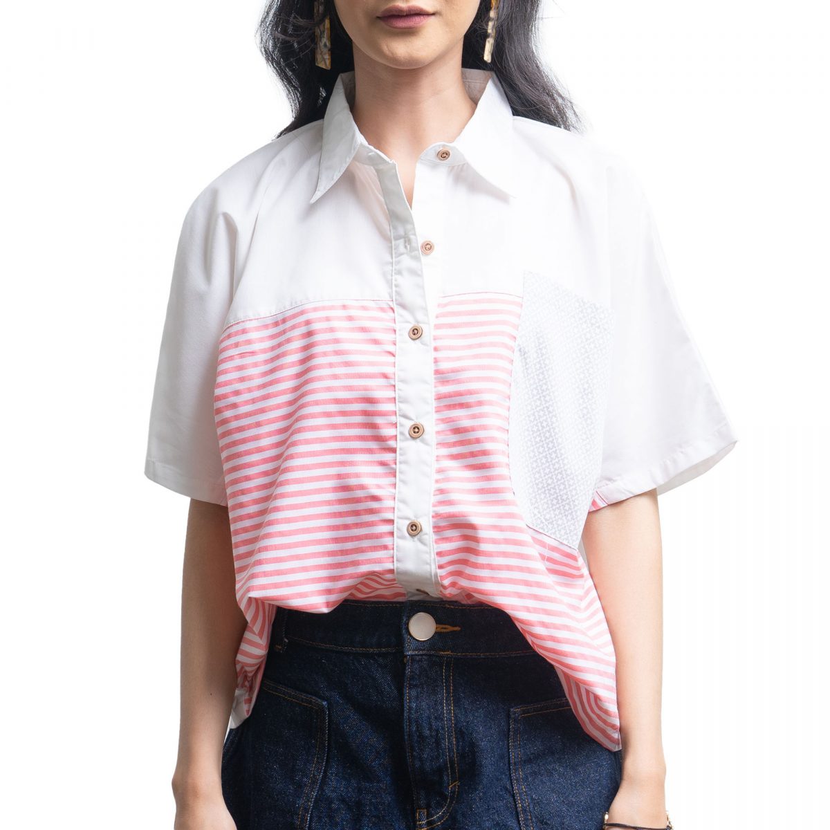 Verawati Shirt Pink Grey - Image 2