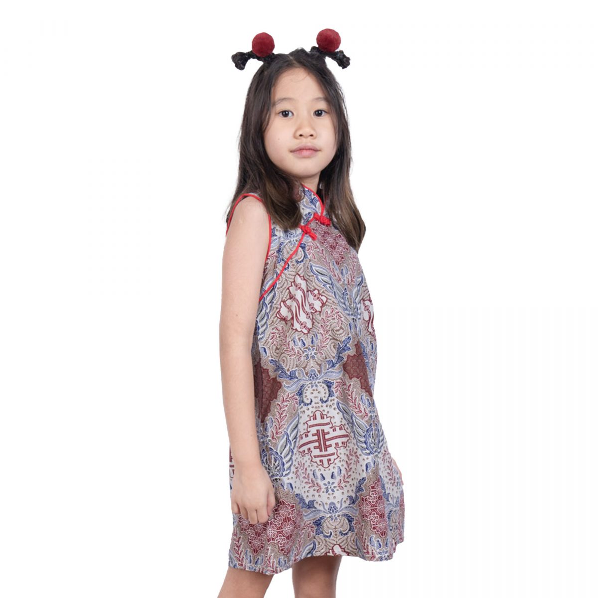 Shang Chi Dress Kids Cream Red