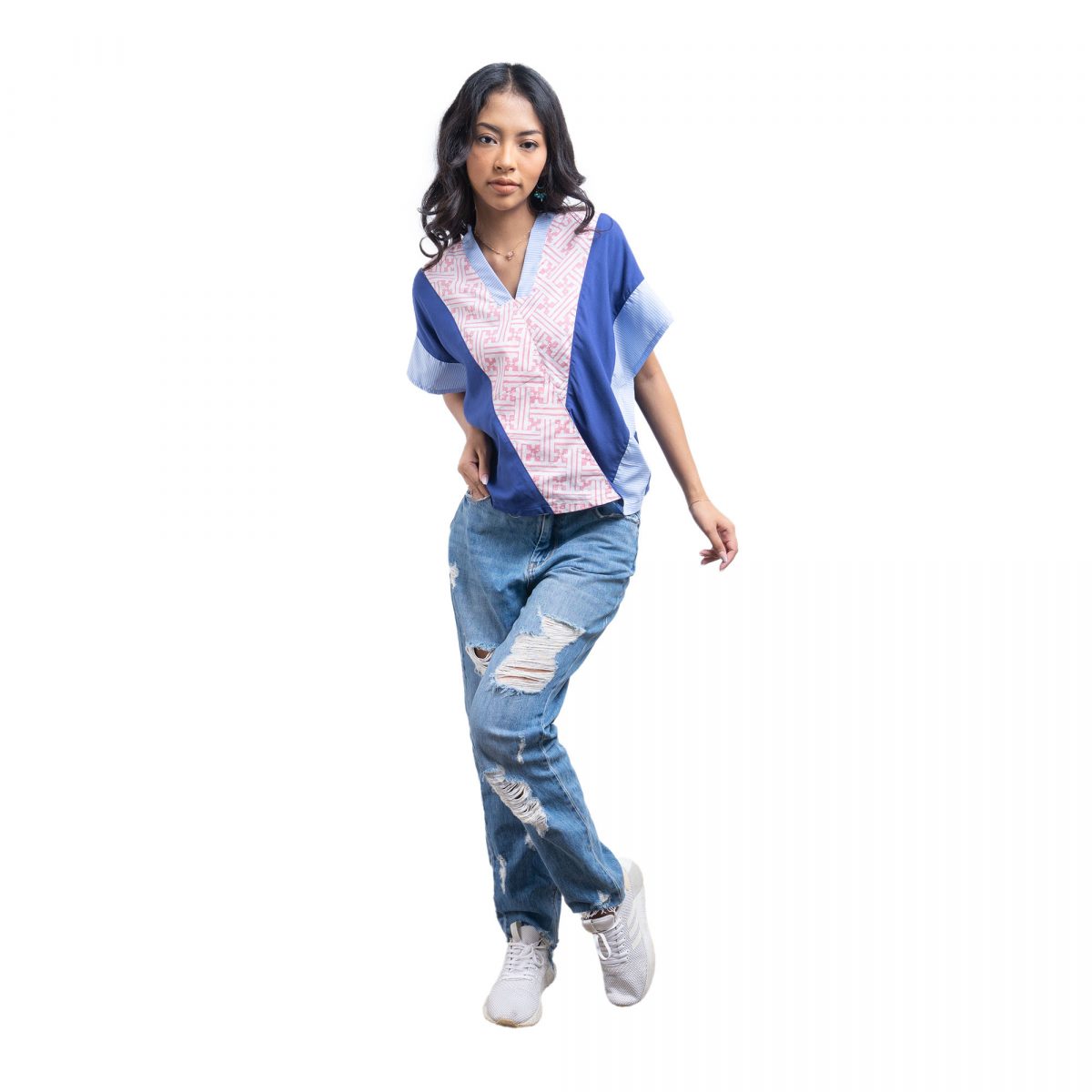 Rosalind Blouse Maze Pink Navy - Image 6