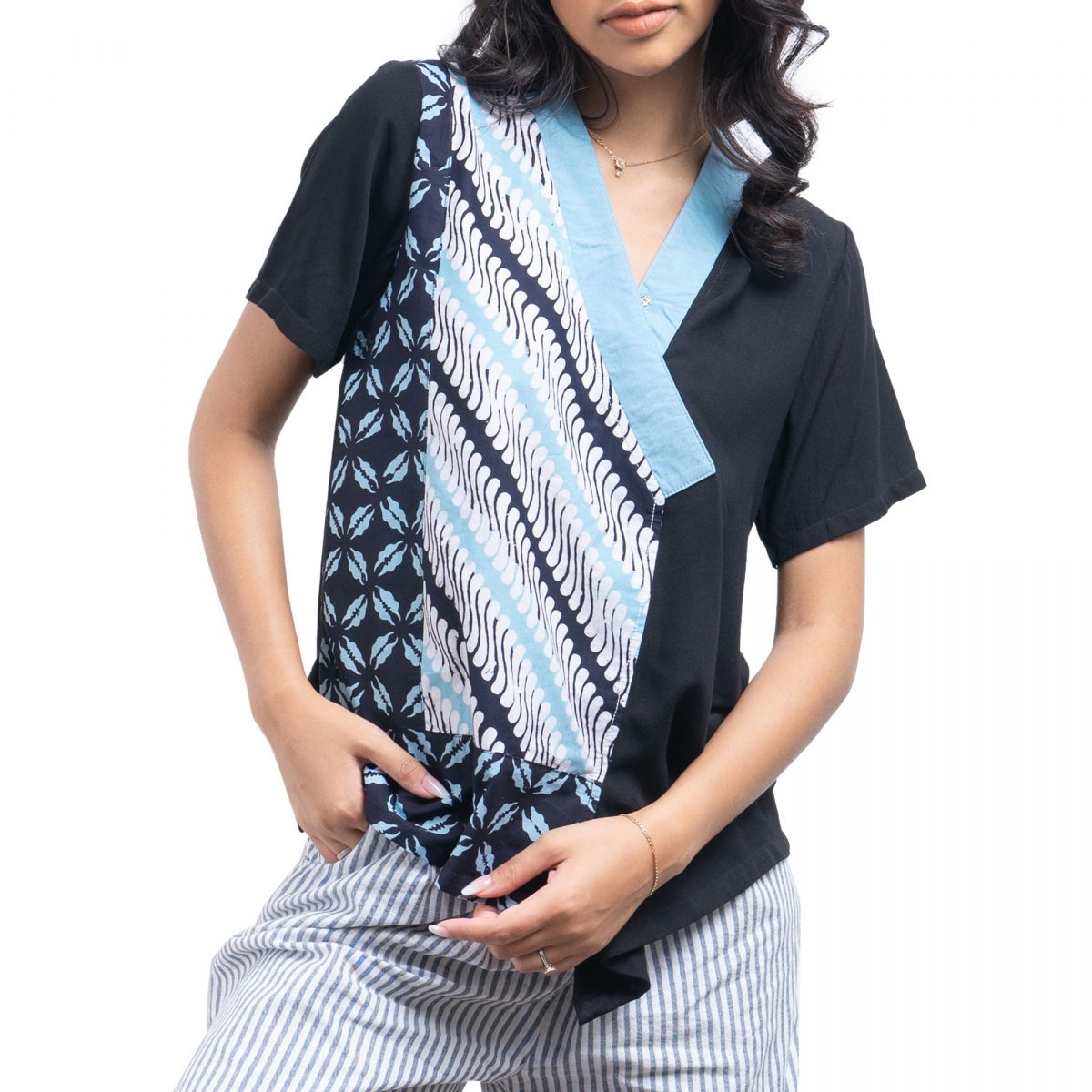 Dannia Blouse Blue Black - Image 2