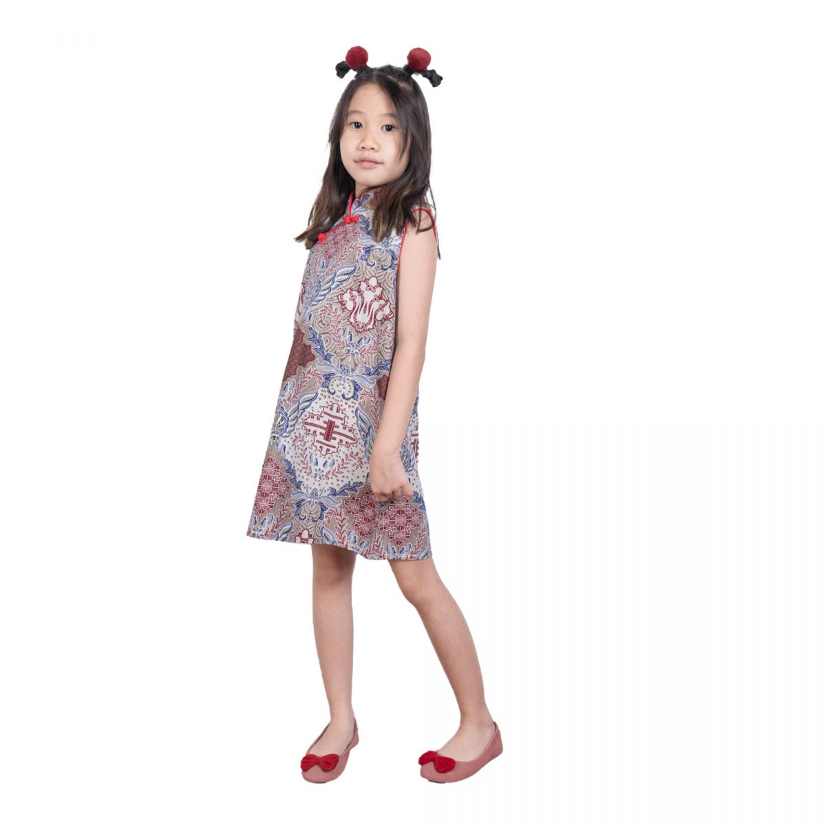 Shang Chi Dress Kids Cream Red - Image 6