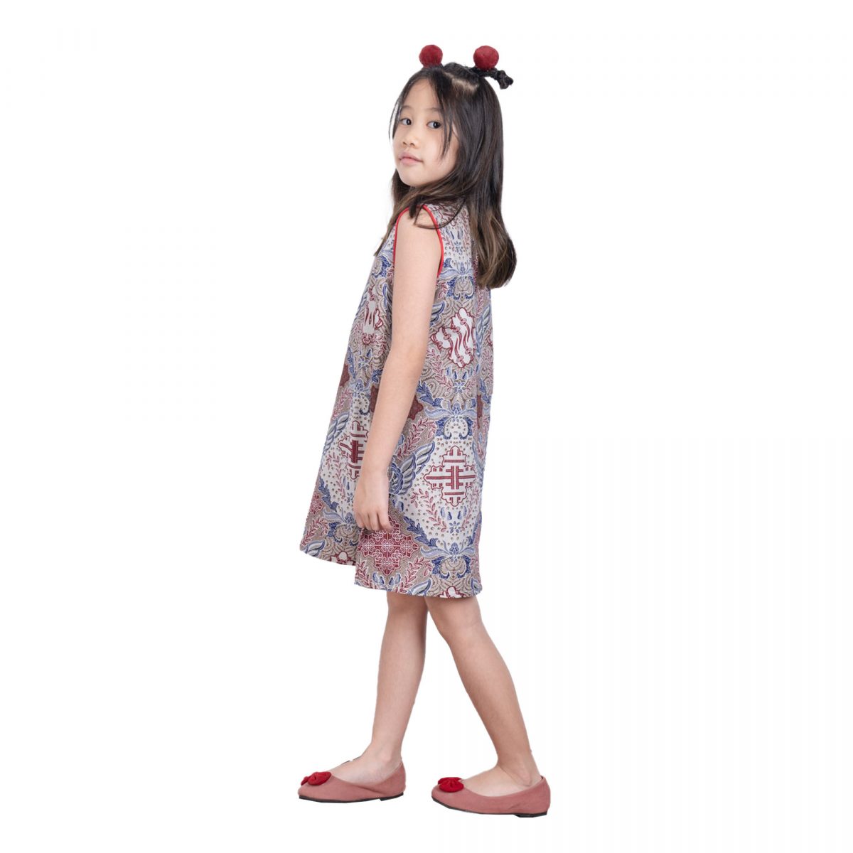 Shang Chi Dress Kids Cream Red - Image 4