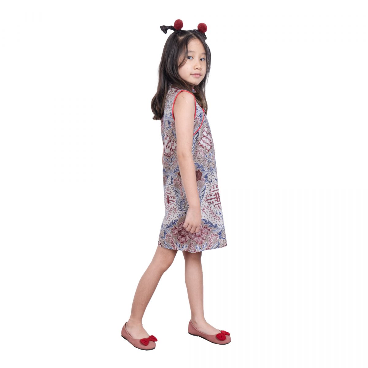 Shang Chi Dress Kids Cream Red - Image 3