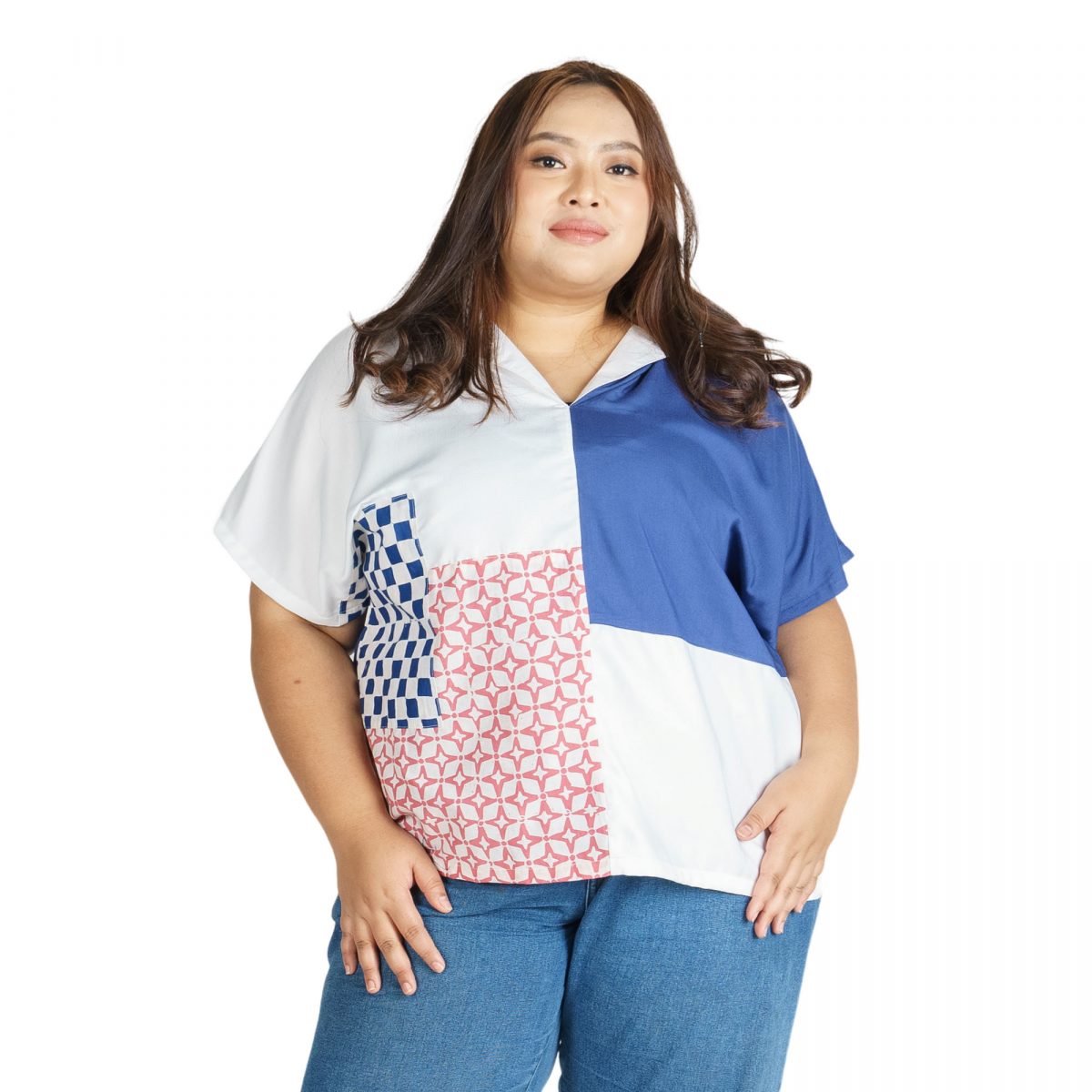 Lyla Blouse Navy Pink