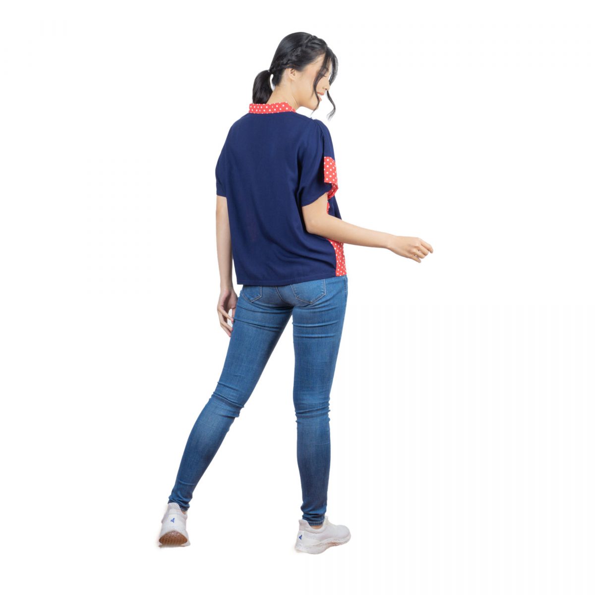 Rosalind Blouse Navy Red - Image 5