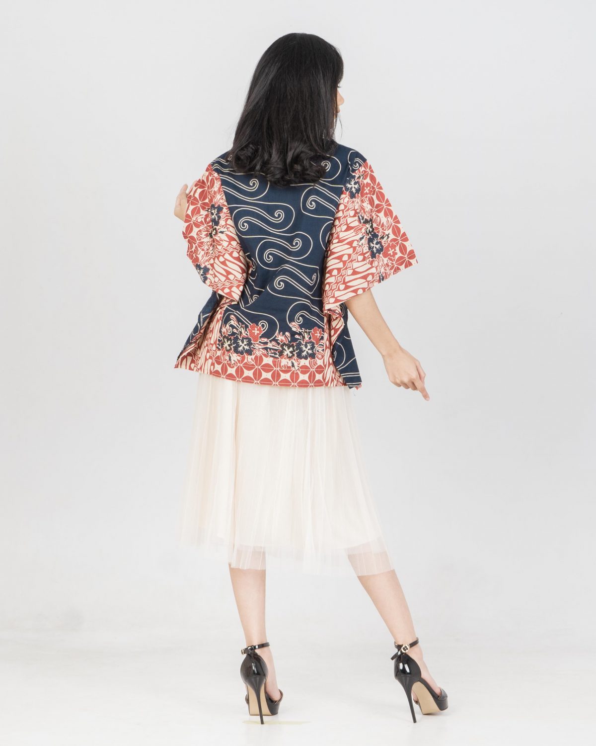 Leona Blouse Red Navy - Image 3