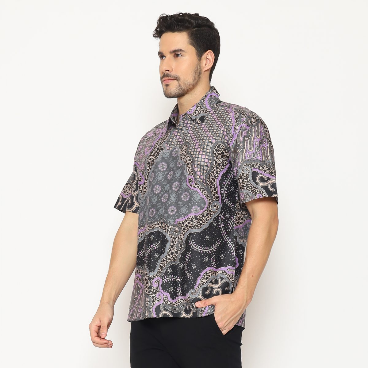 Brando Shirt Grey Purple - Image 3