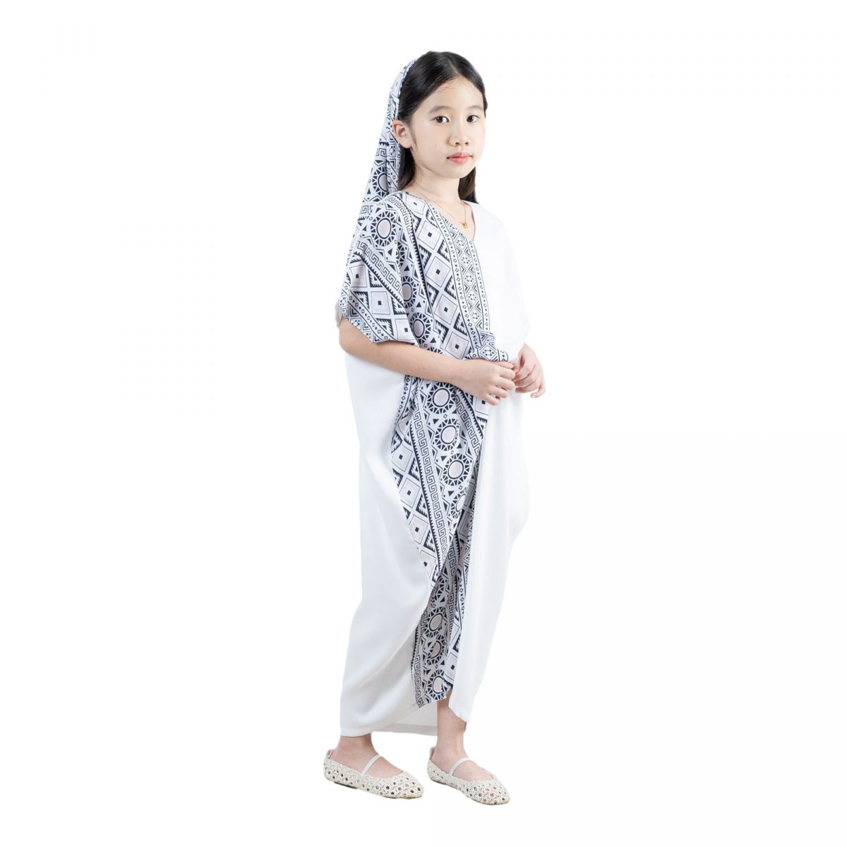 Dewayani Kaftan Kids Cream Black - Image 3