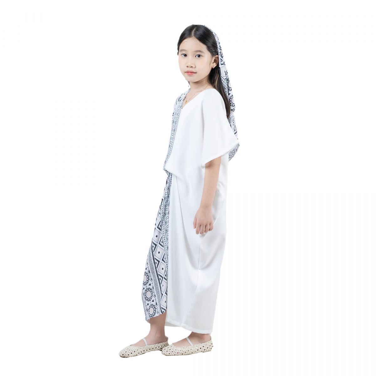 Dewayani Kaftan Kids Cream Black - Image 4