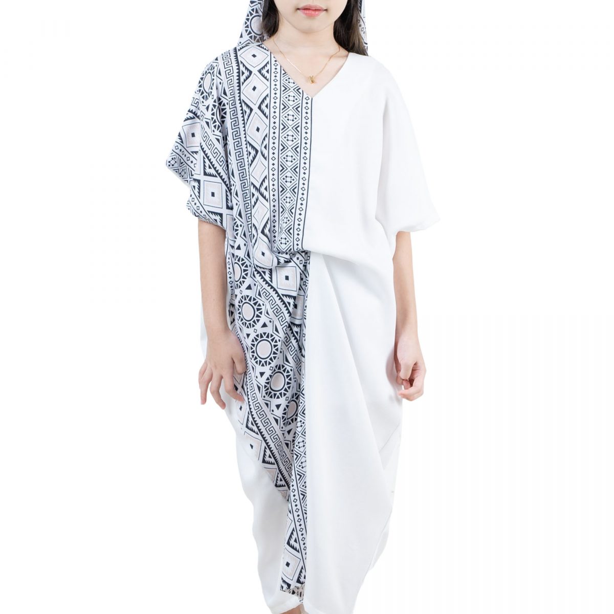 Dewayani Kaftan Kids Cream Black - Image 2