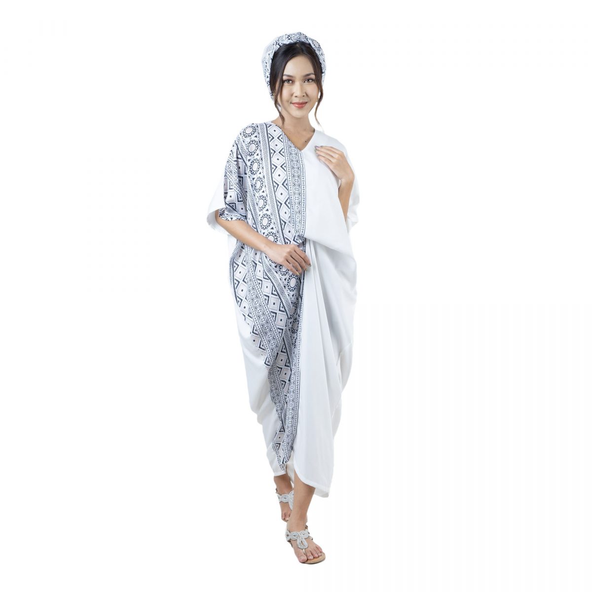 Dewayani Kaftan Cream Black - Image 6
