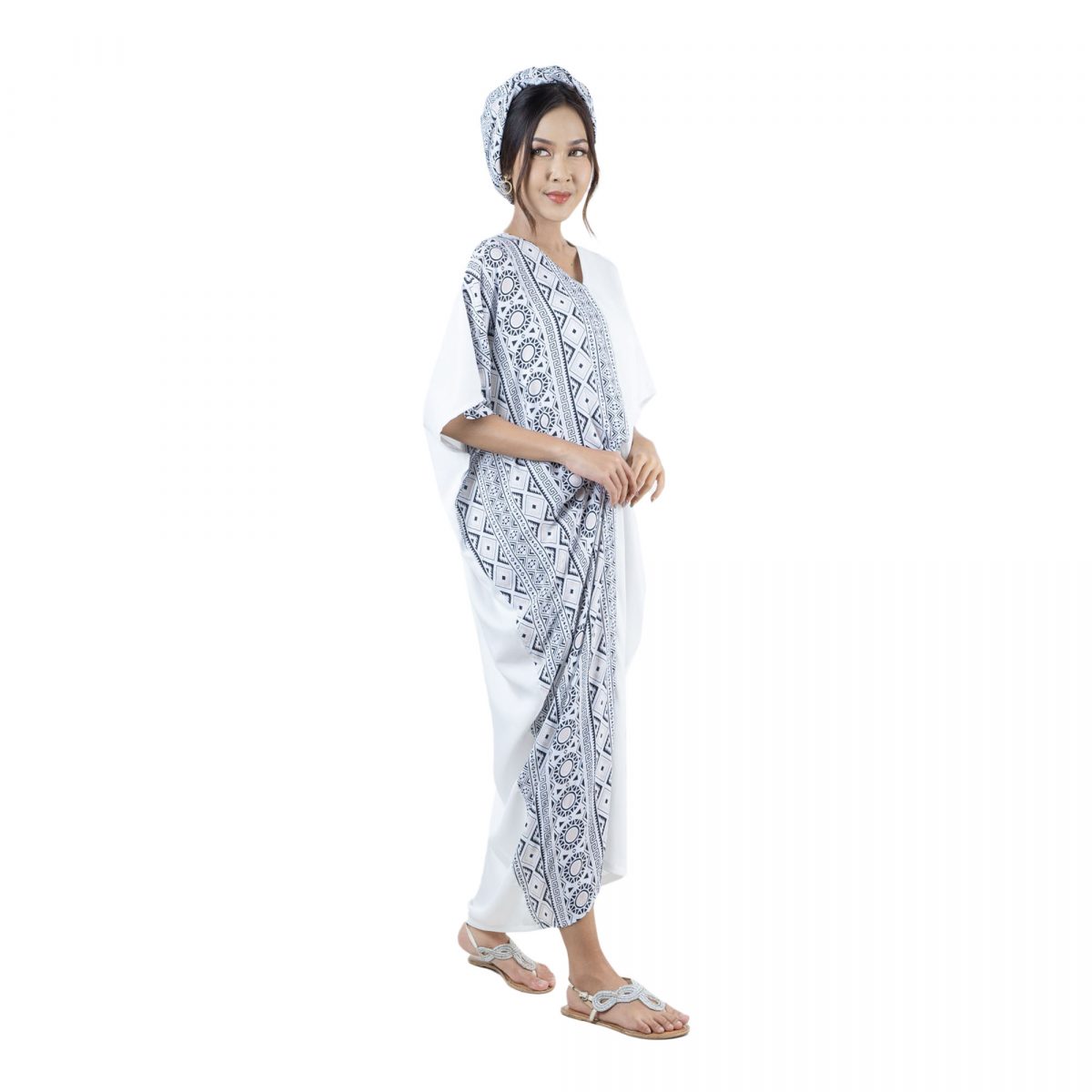 Dewayani Kaftan Cream Black - Image 3