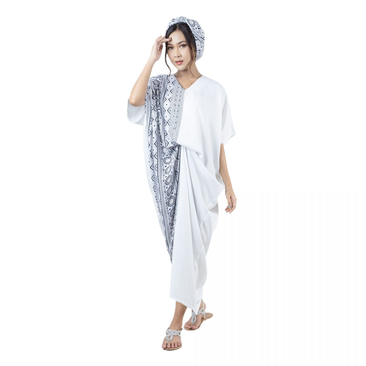 Dewayani Kaftan Cream Black - Image 4