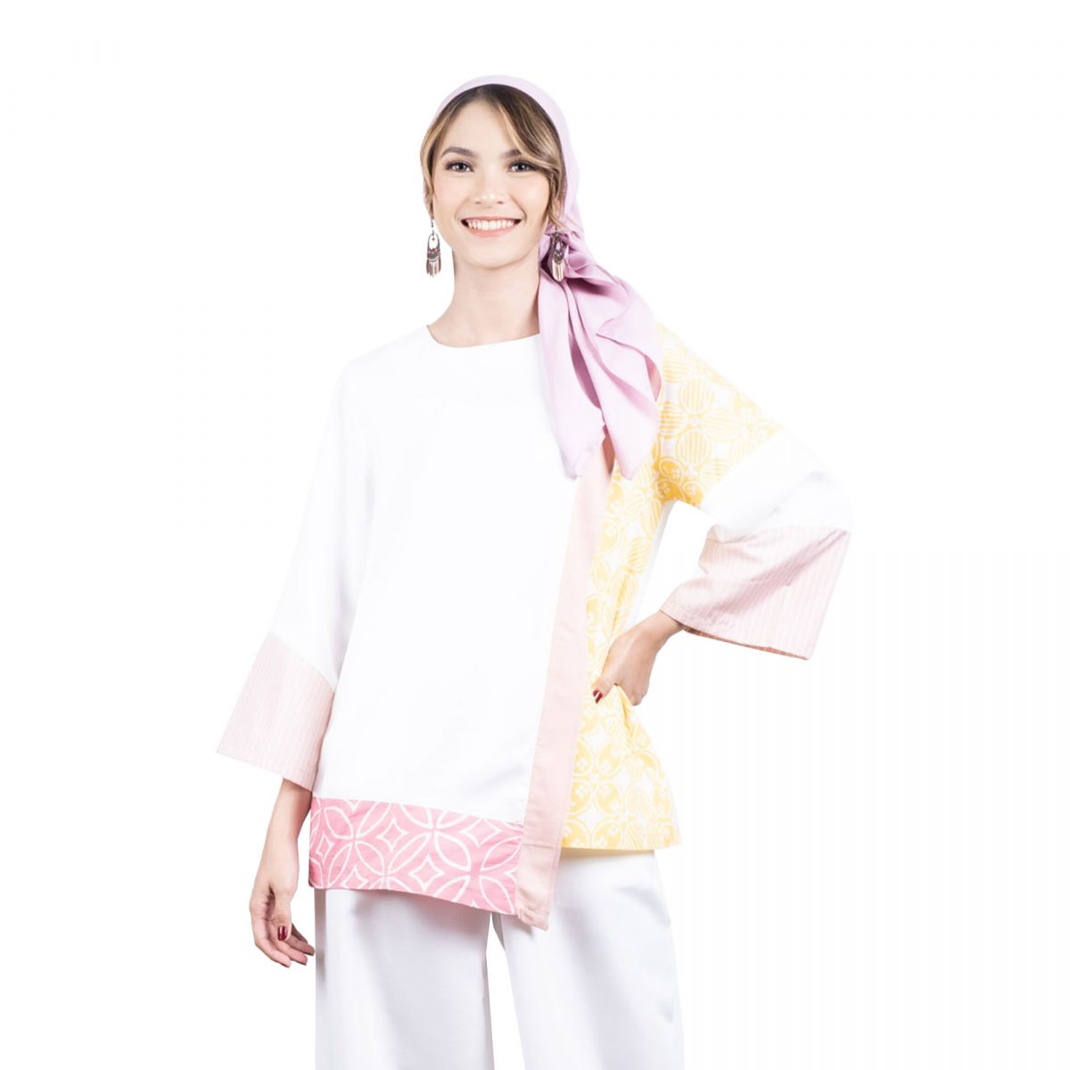Elina Blouse White Pink