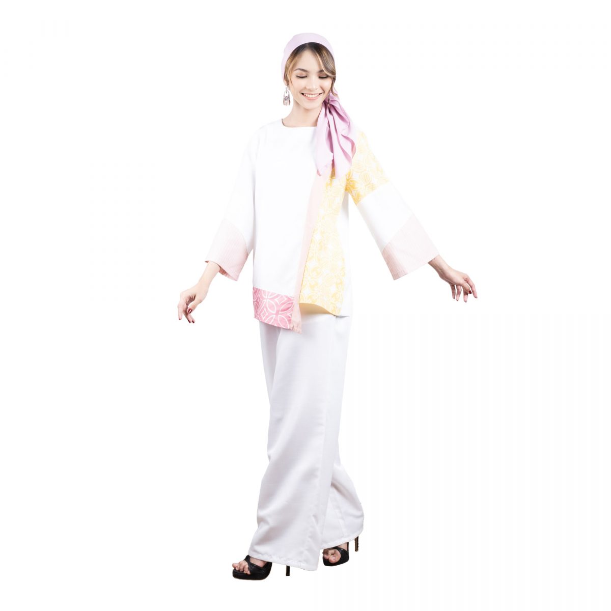 Elina Blouse White Pink - Image 3