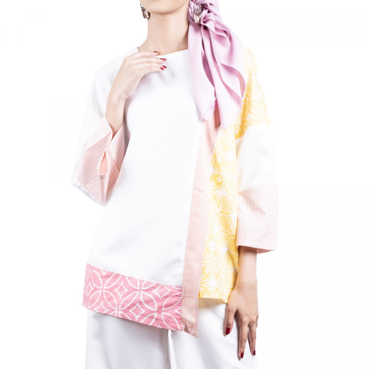 Elina Blouse White Pink - Image 2