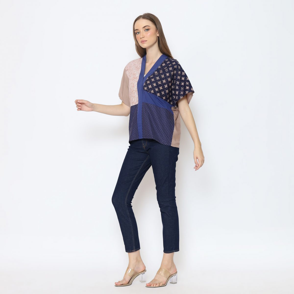 Darlene Blouse Navy Brown - Image 7