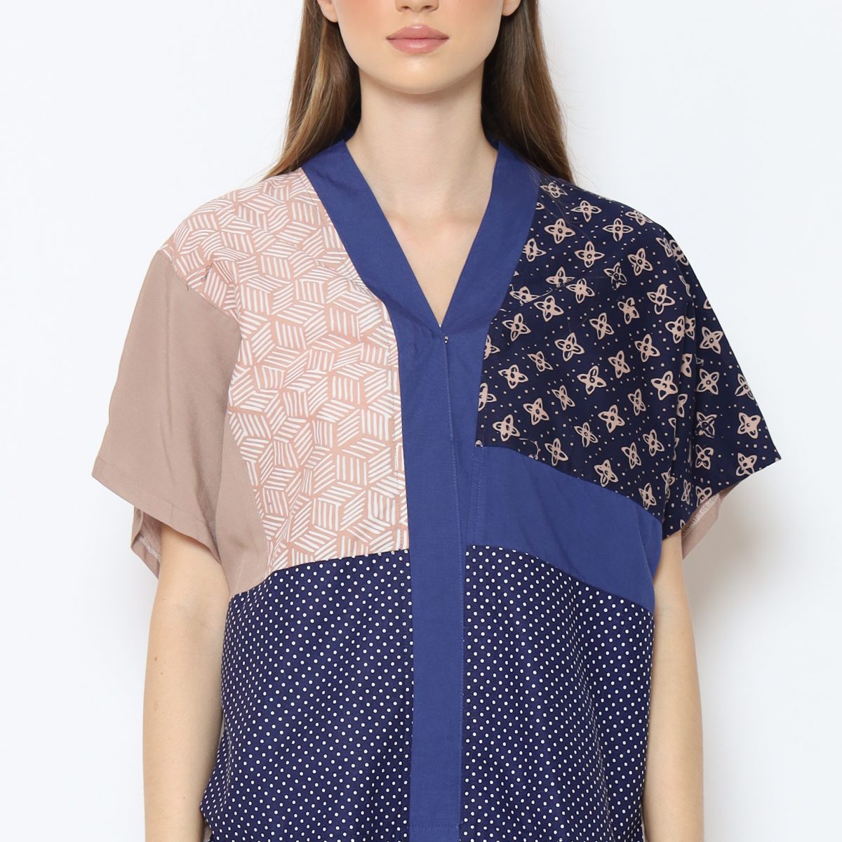 Darlene Blouse Navy Brown - Image 2