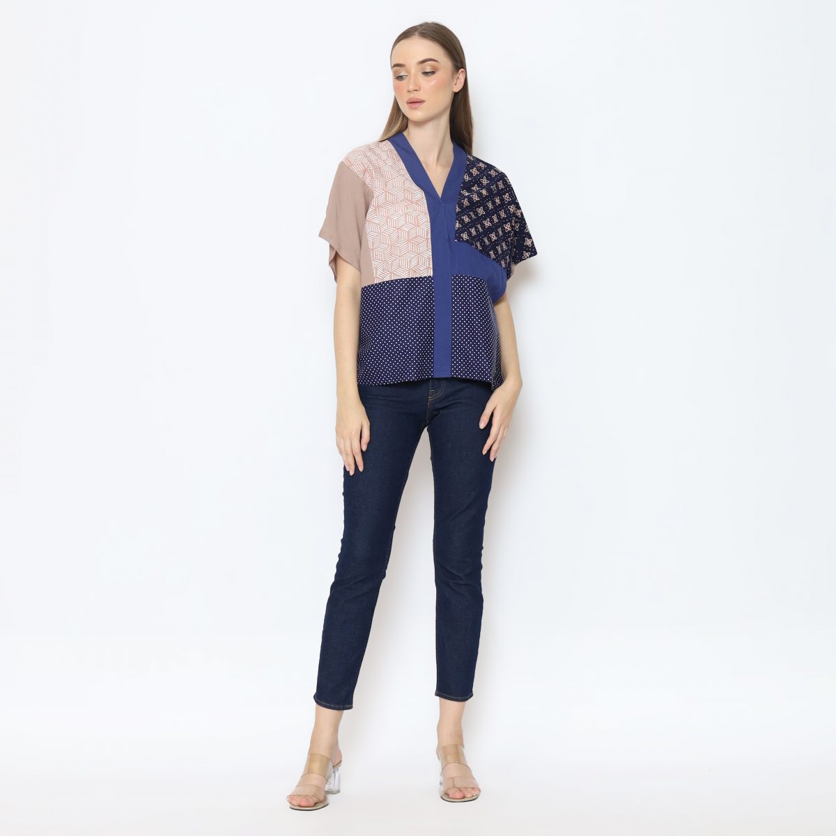 Darlene Blouse Navy Brown - Image 6