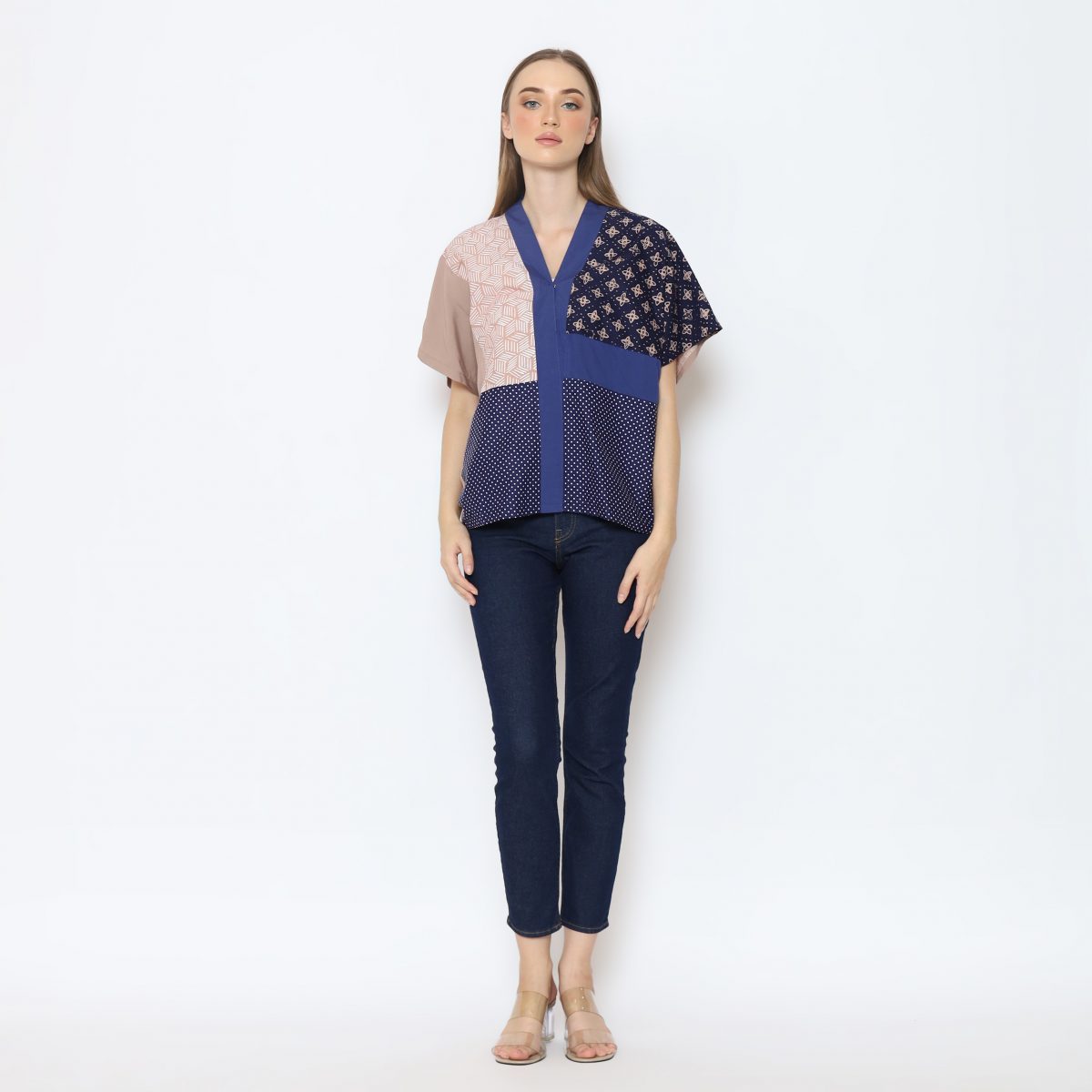 Darlene Blouse Navy Brown - Image 10