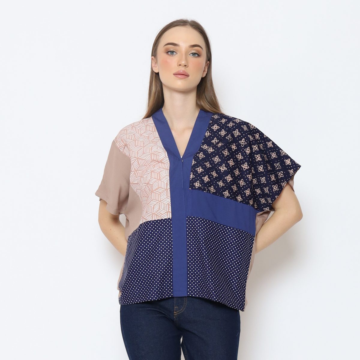 Darlene Blouse Navy Brown
