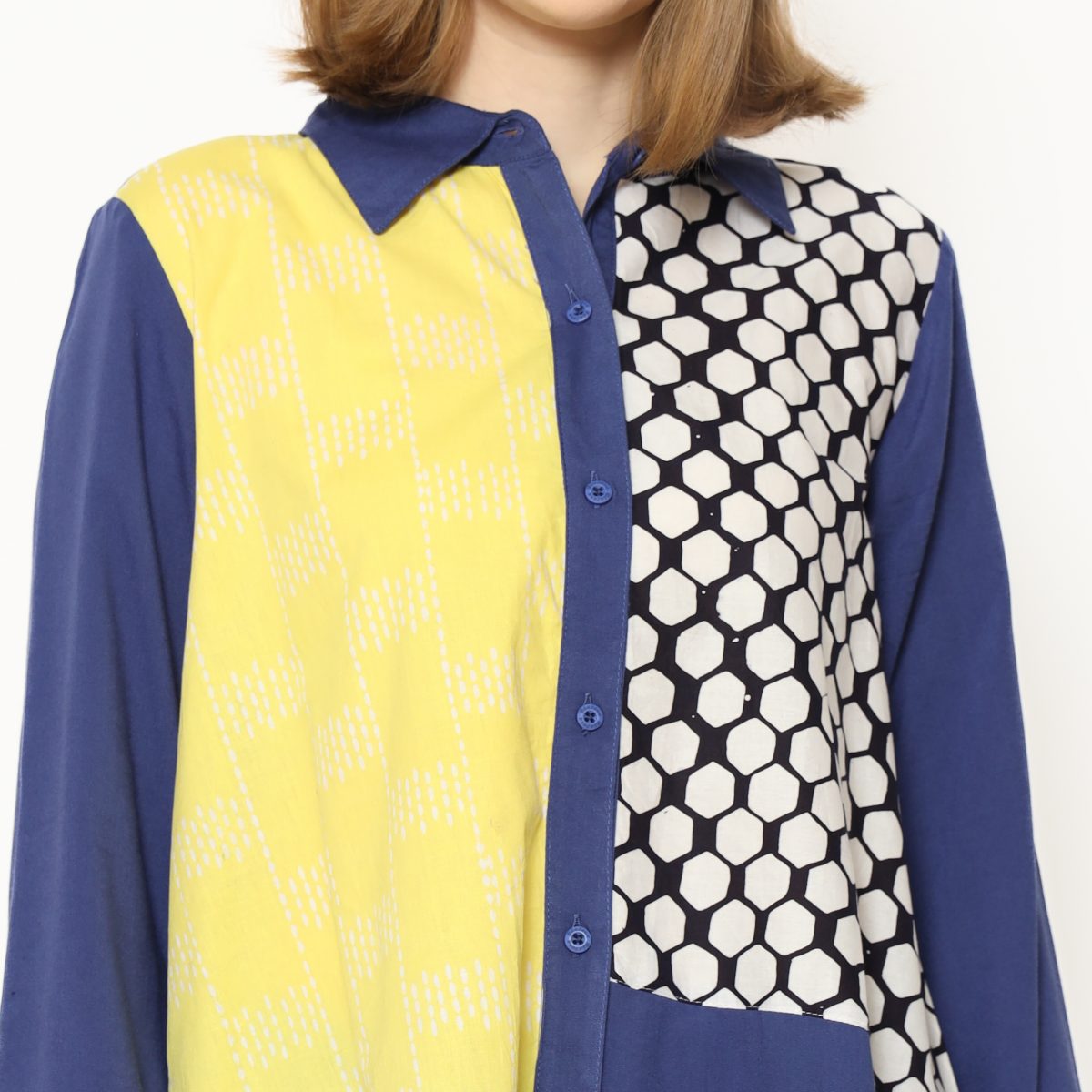Raina Shirt Navy Yellow - Image 2