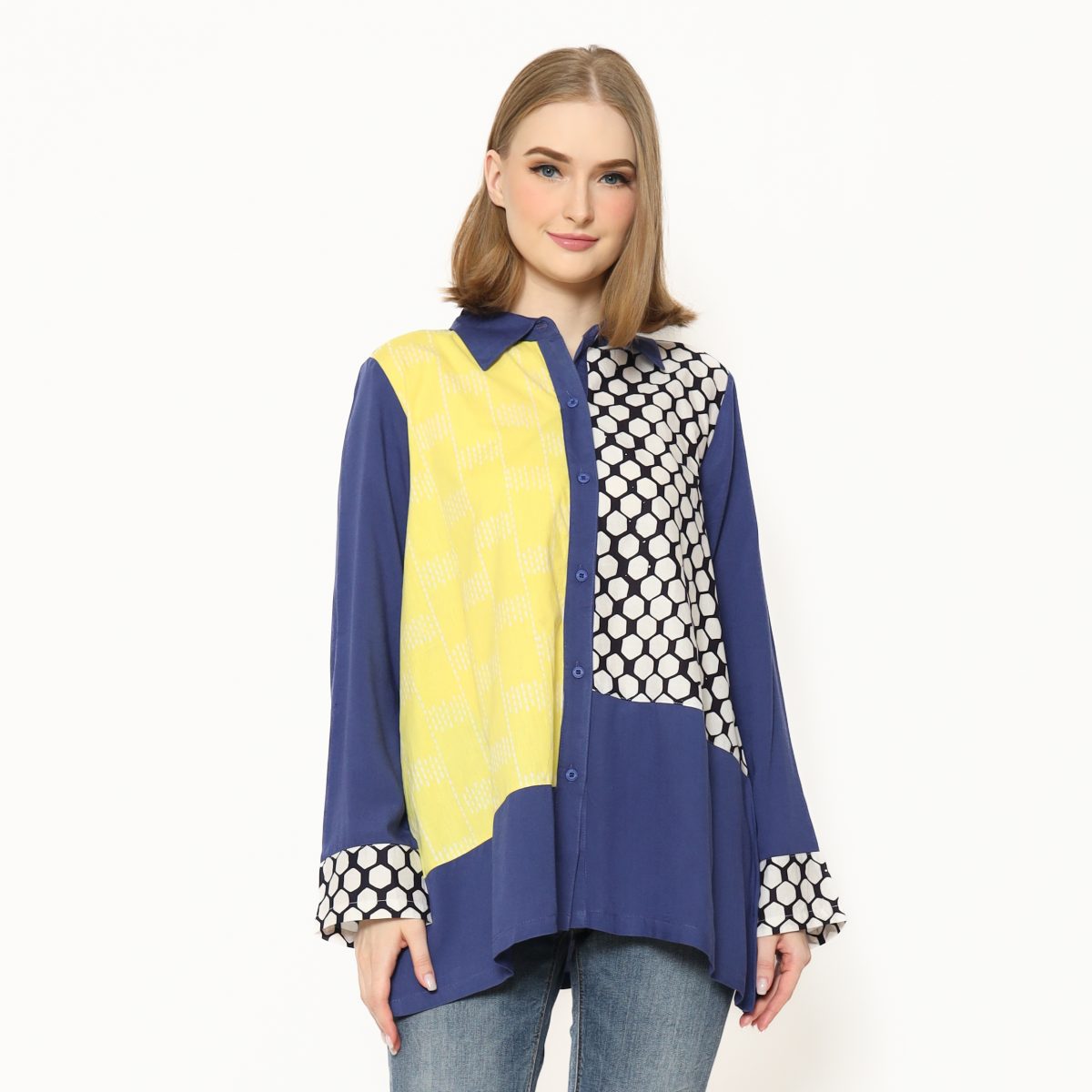 Raina Shirt Navy Yellow - Image 6