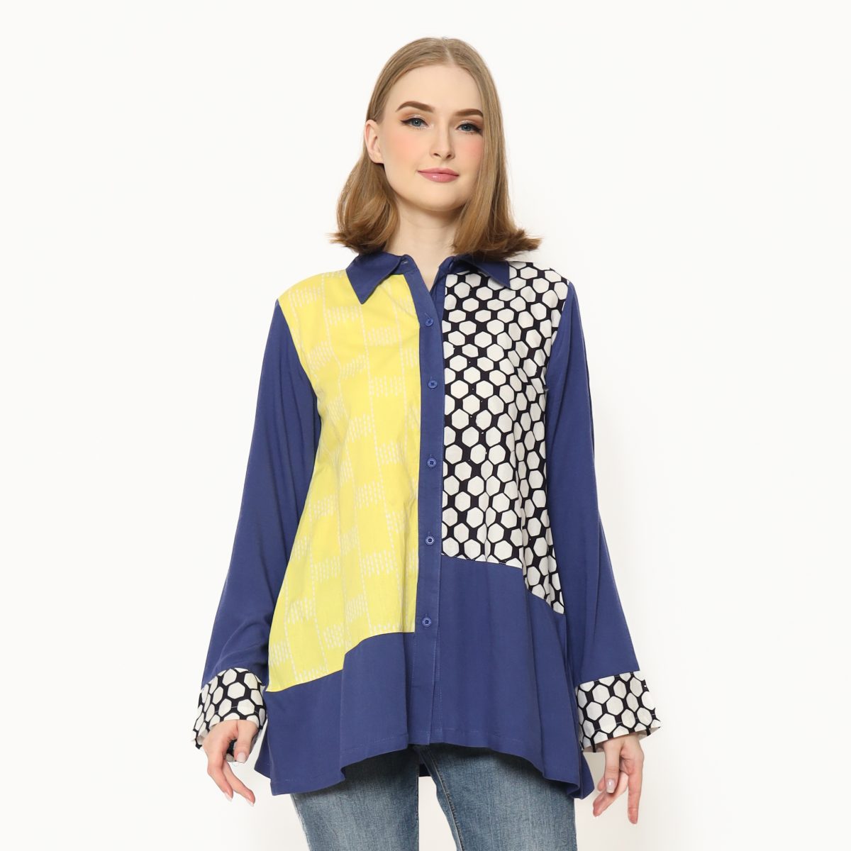 Raina Shirt Navy Yellow