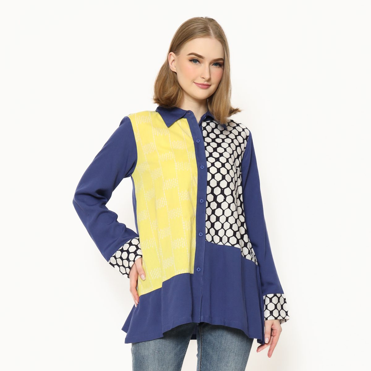 Raina Shirt Navy Yellow - Image 5