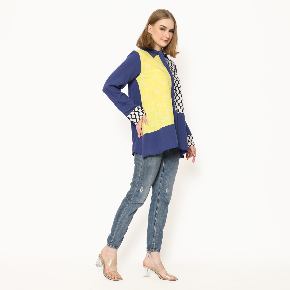 Raina Shirt Navy Yellow - Image 7