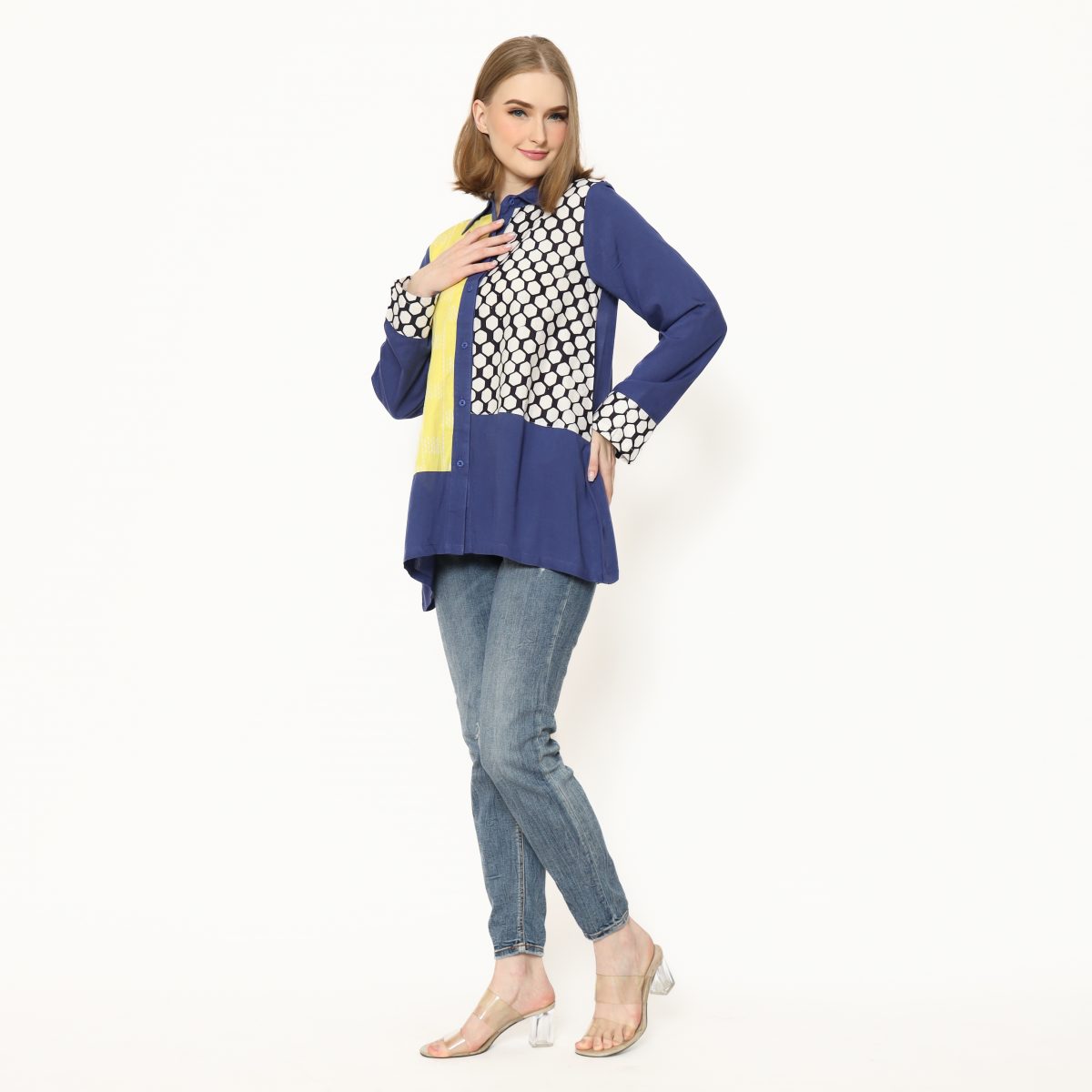 Raina Shirt Navy Yellow - Image 8