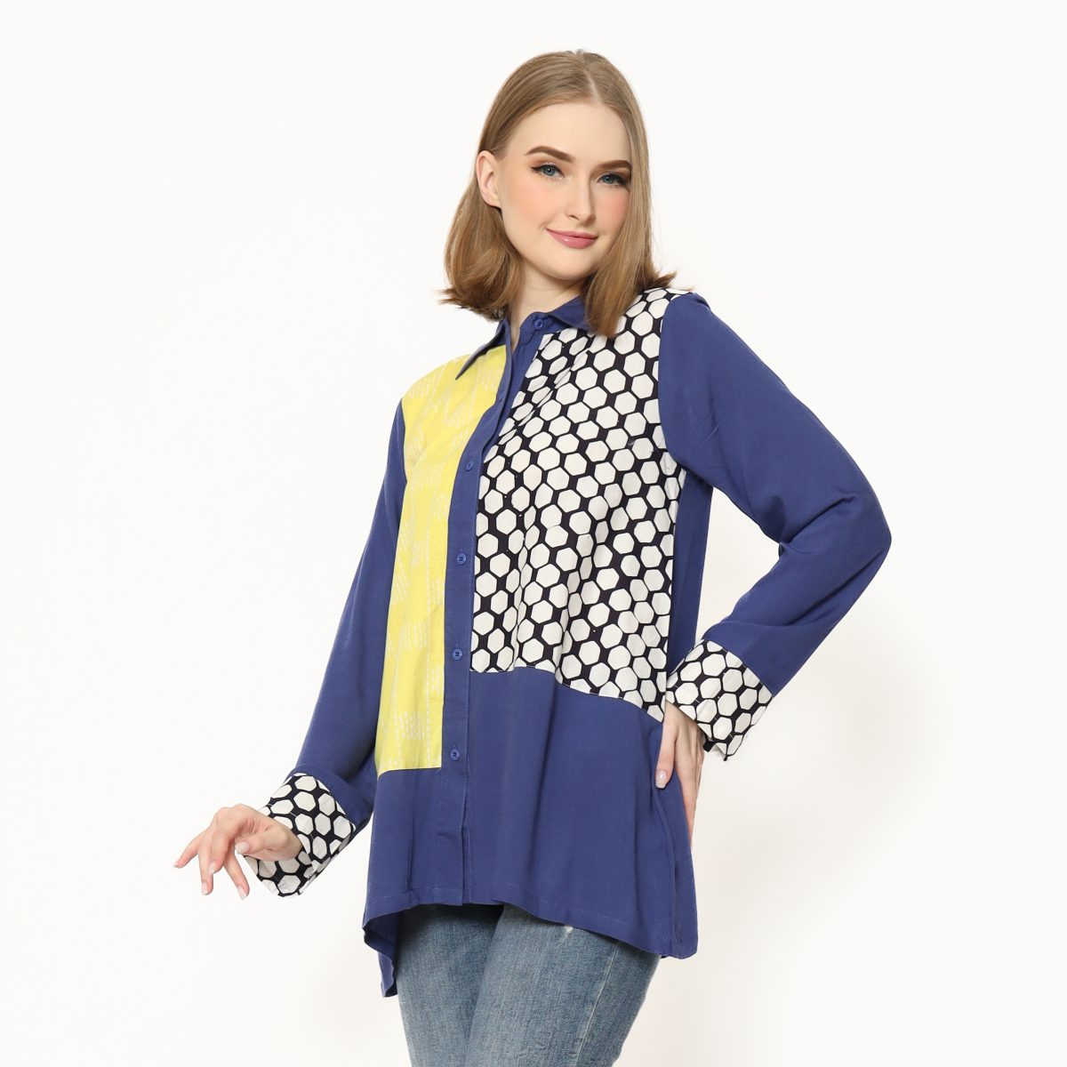 Raina Shirt Navy Yellow - Image 4