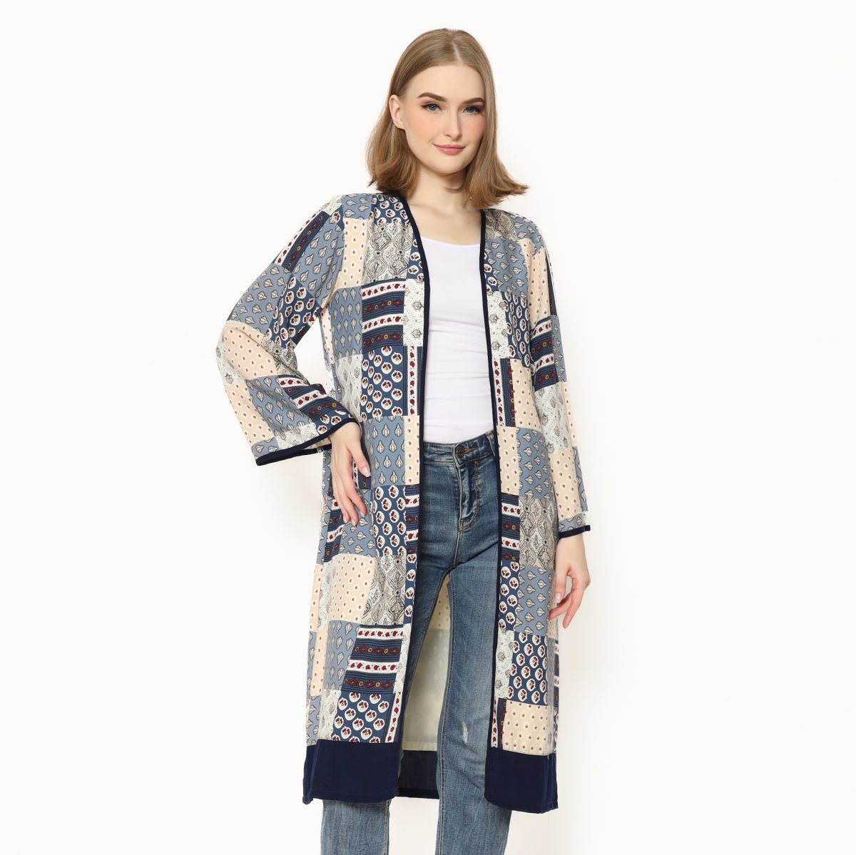 Keisya Blazer Cream Steel Blue - Image 3