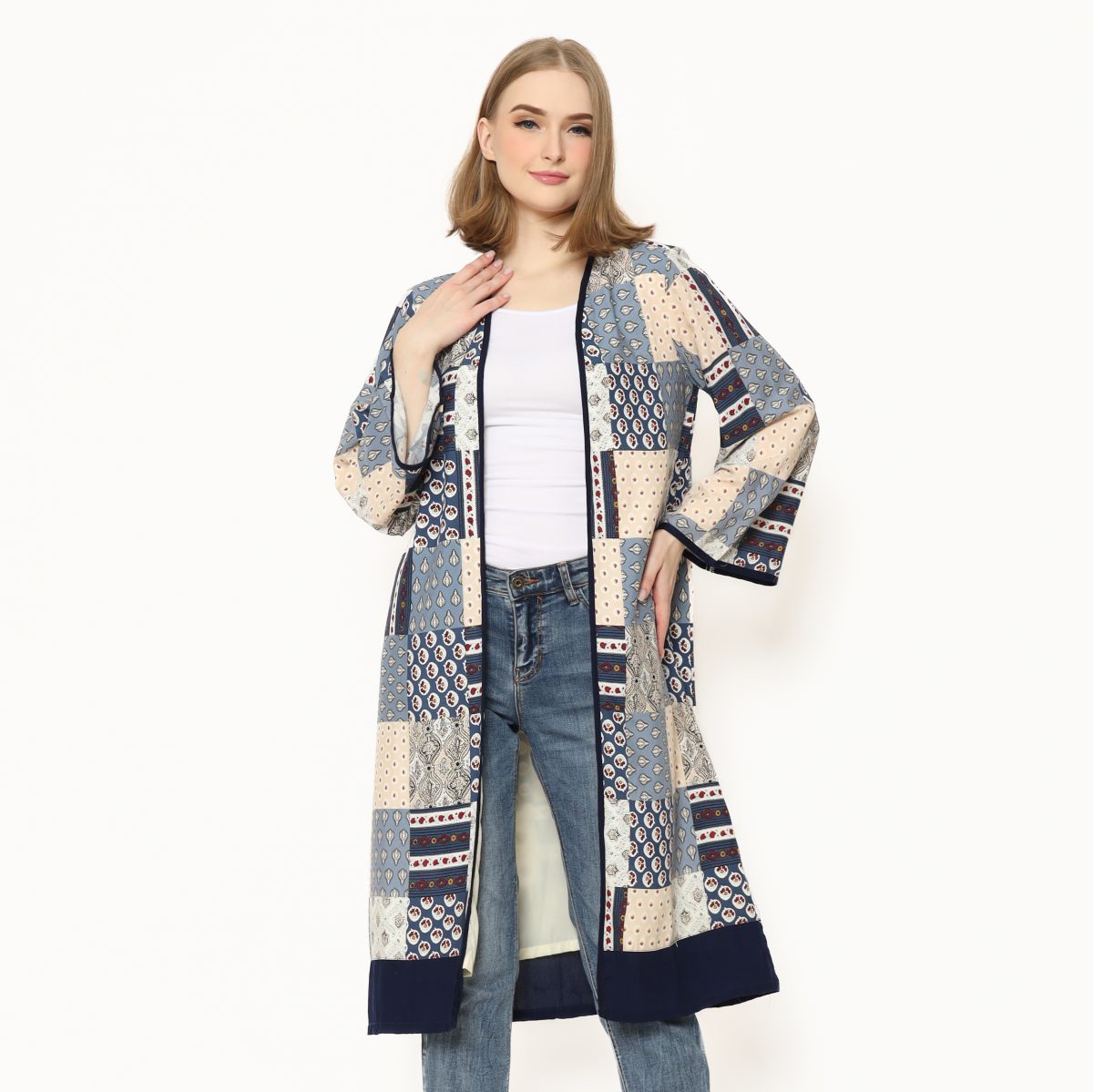 Keisya Blazer Cream Steel Blue