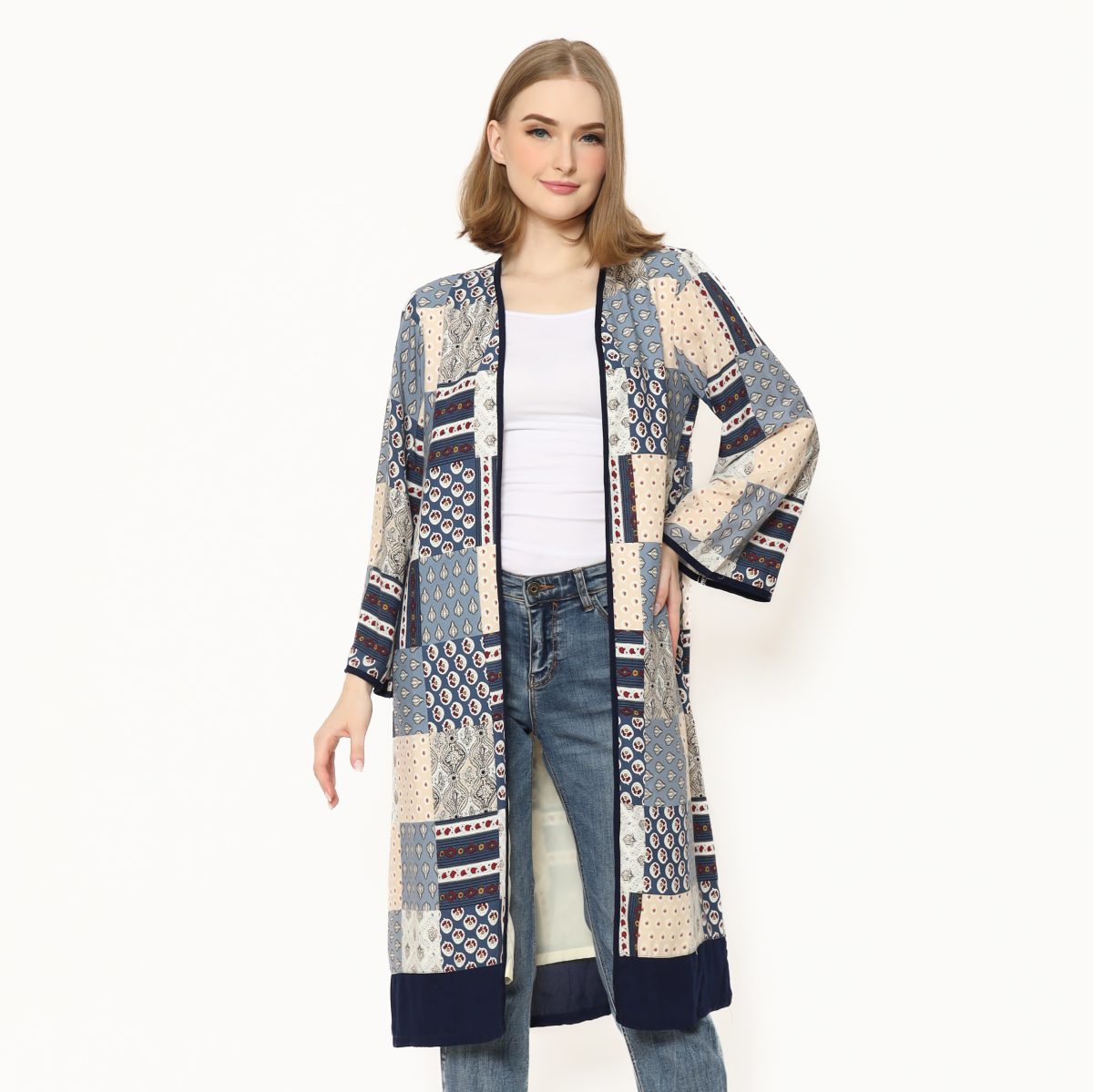Keisya Blazer Cream Steel Blue - Image 4