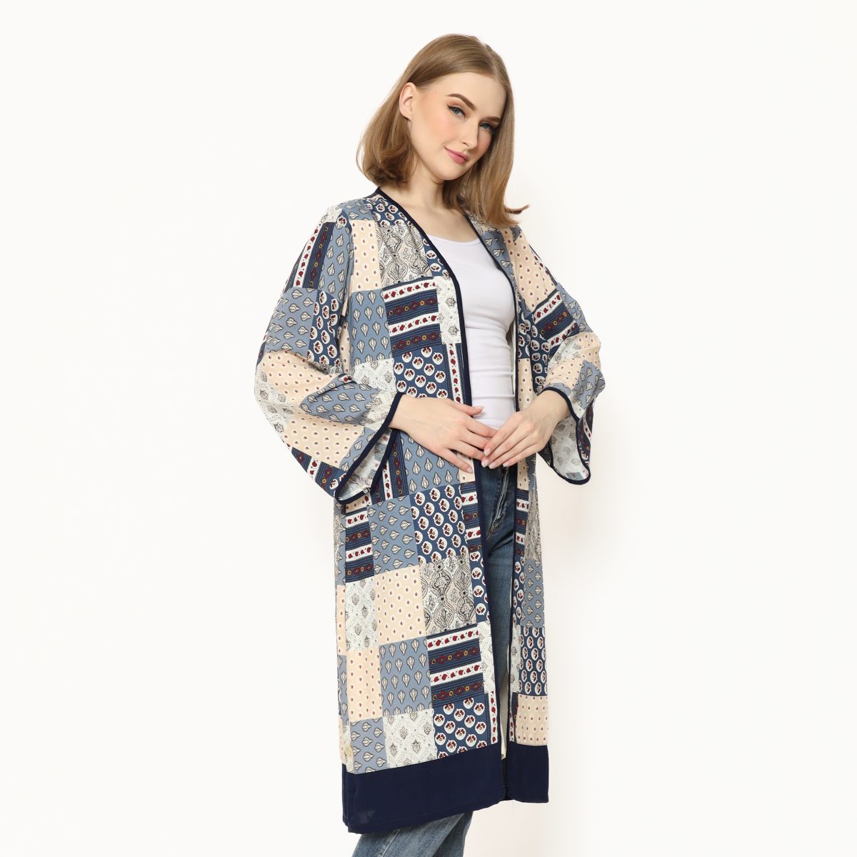 Keisya Blazer Cream Steel Blue - Image 6