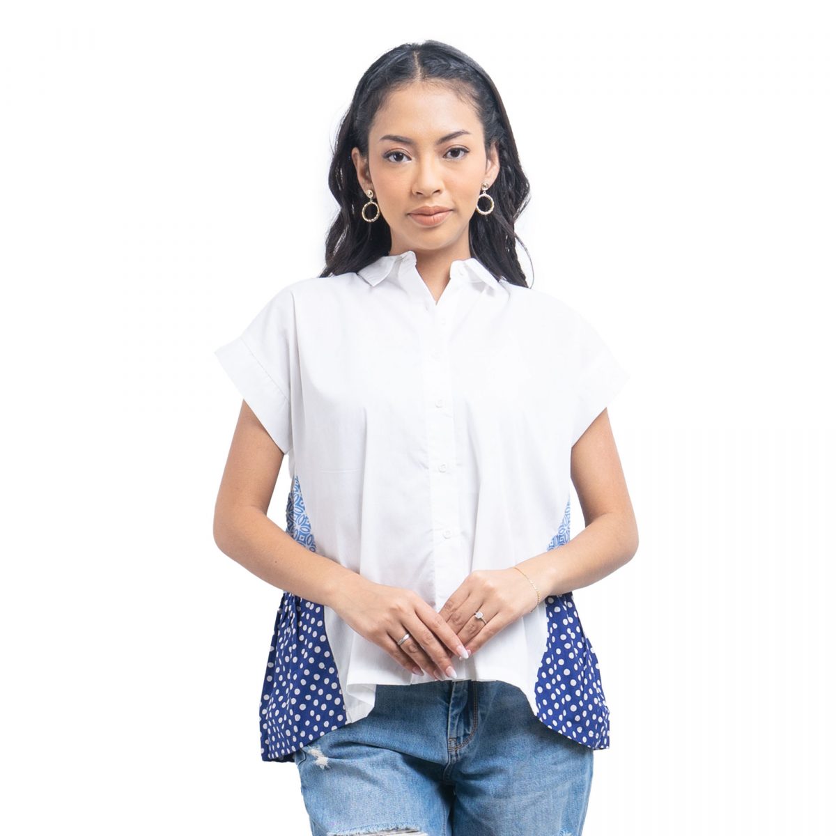 Layer Shirt White Blue