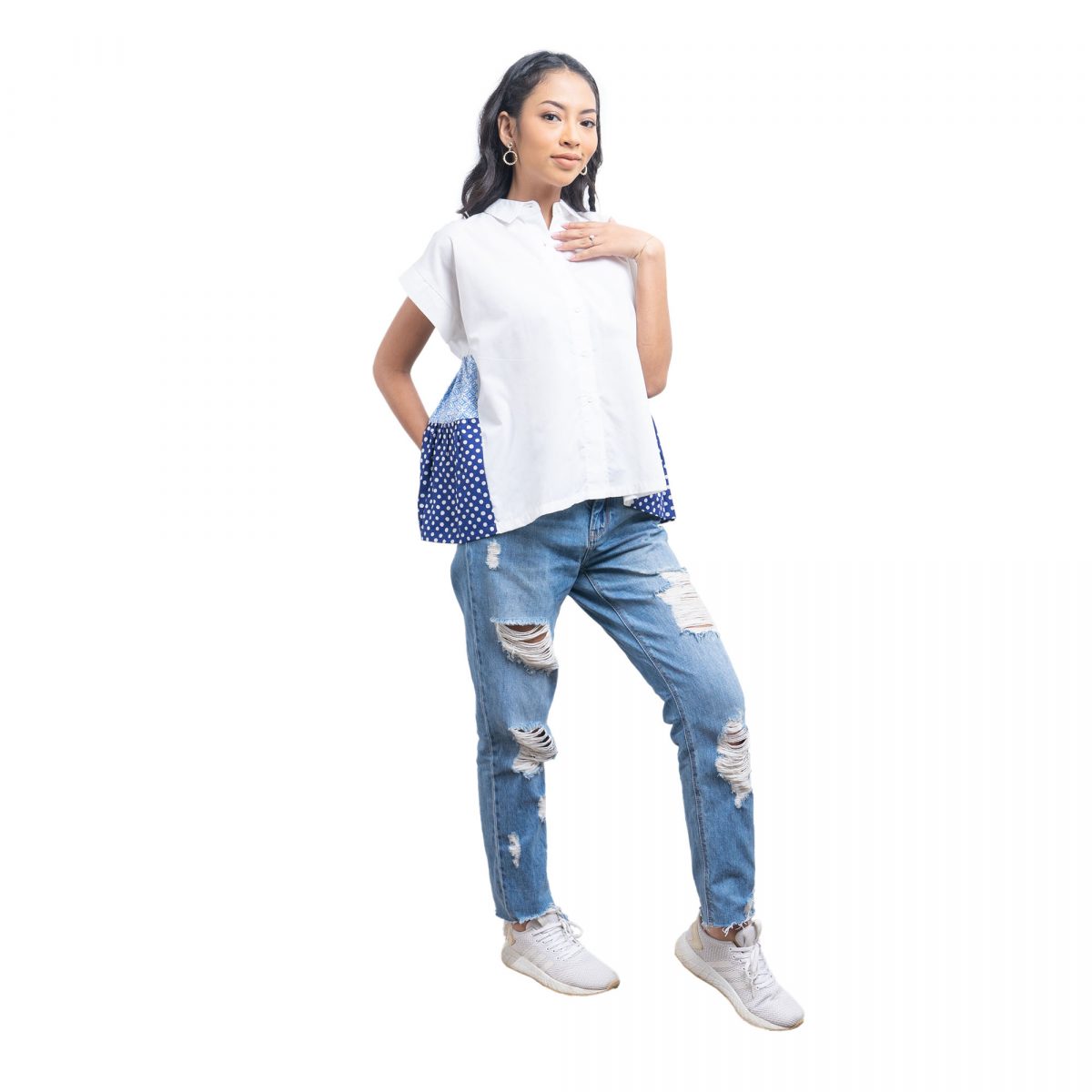 Layer Shirt White Blue - Image 4