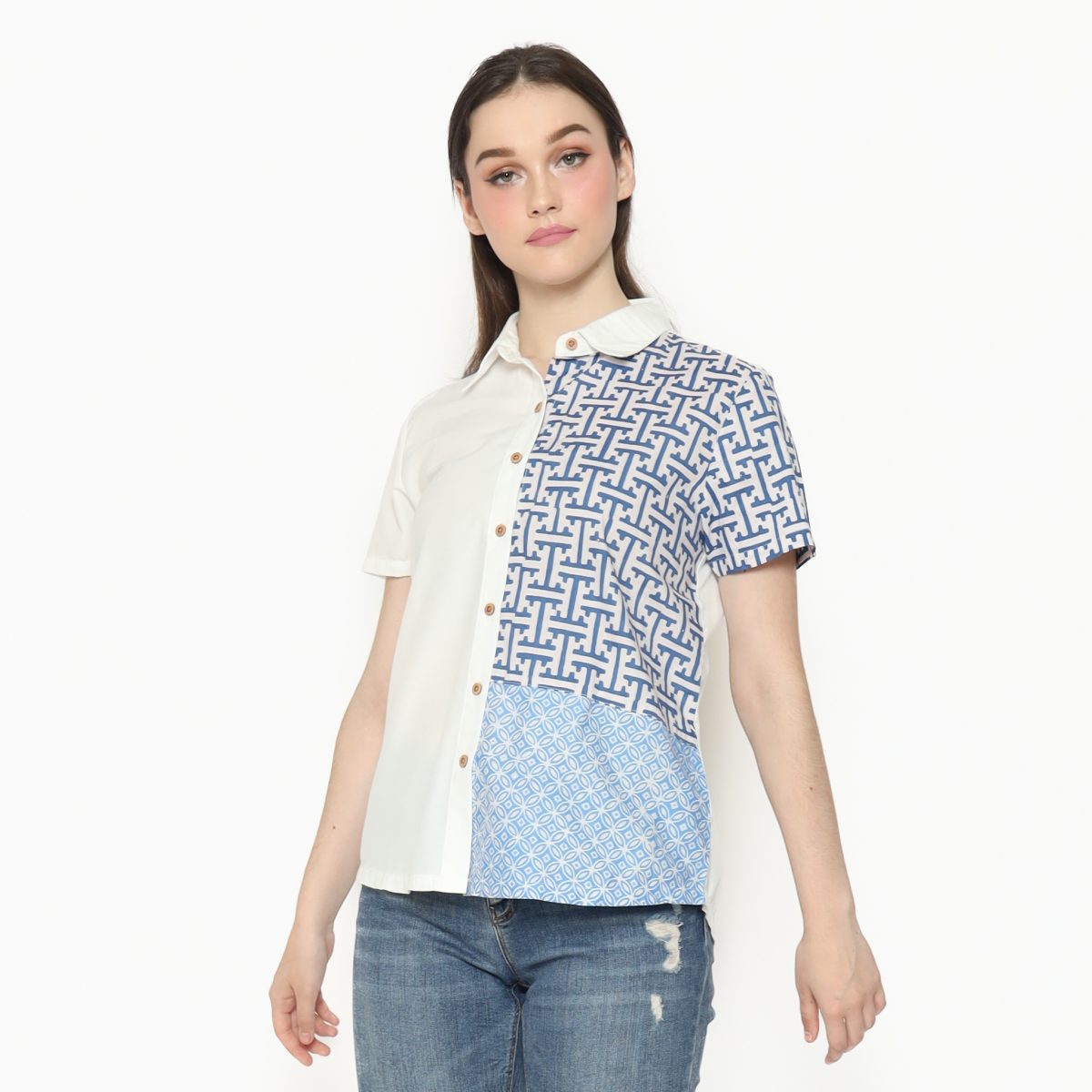 Agnes Shirt White Blue - Image 3